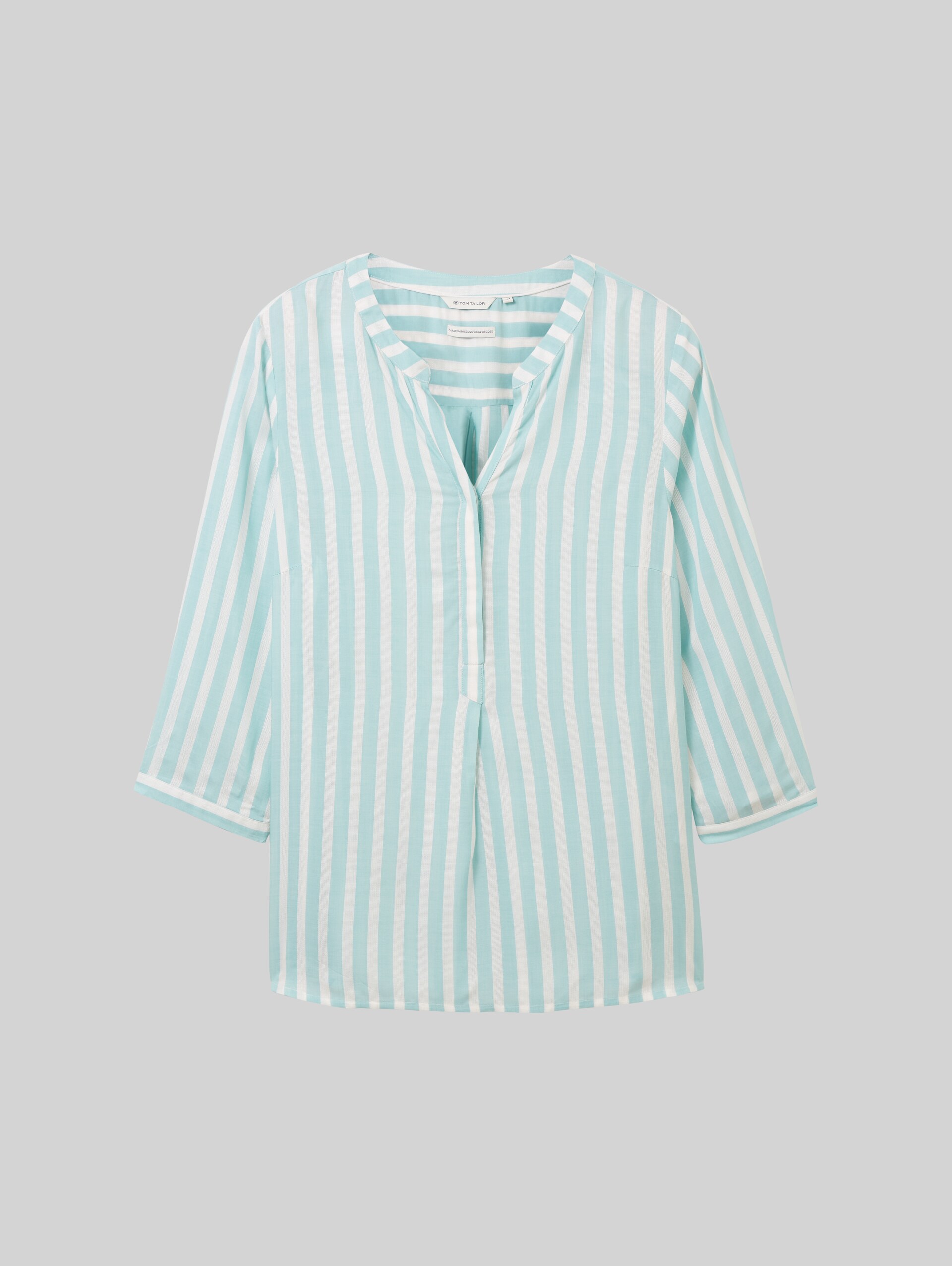 Plus Size - Chemise Henley à rayures - teal offwhite vertical stripe - Vue de face du produit