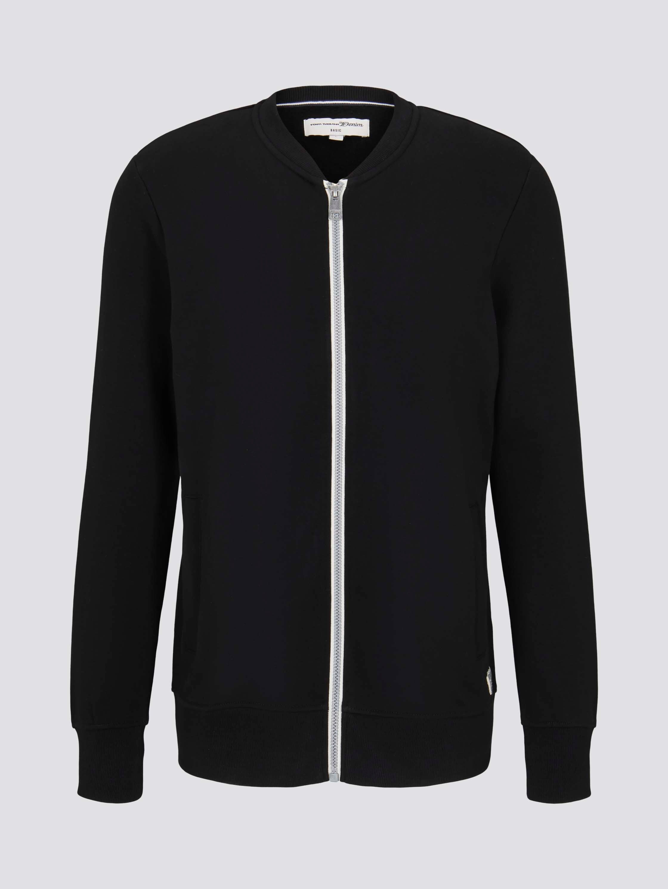 Basic Bomber Sweatjacke - Black - Vorder-Produkt-Ansicht