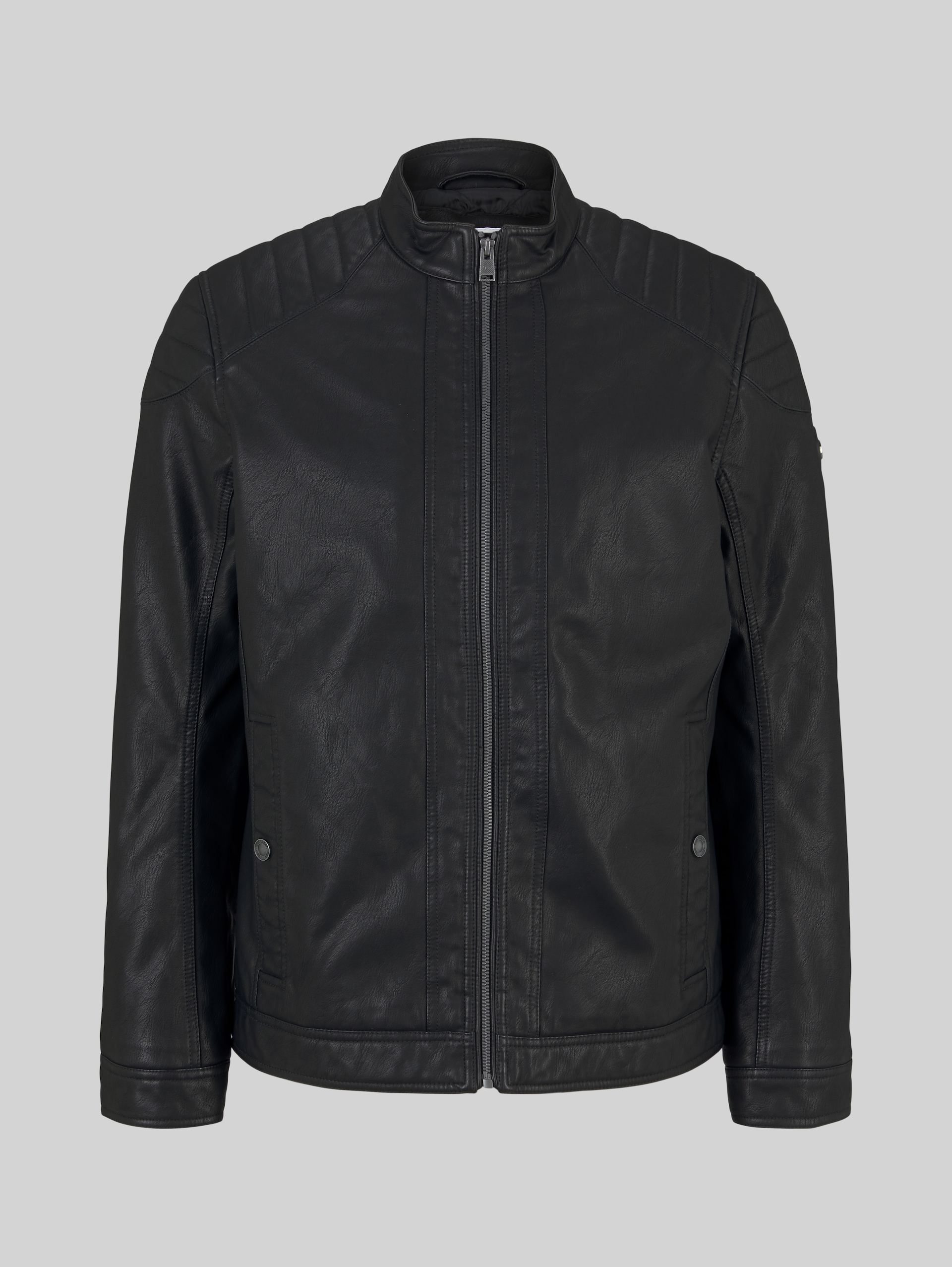 Bikerjacke aus Kunstleder - Black - Vorder-Produkt-Ansicht