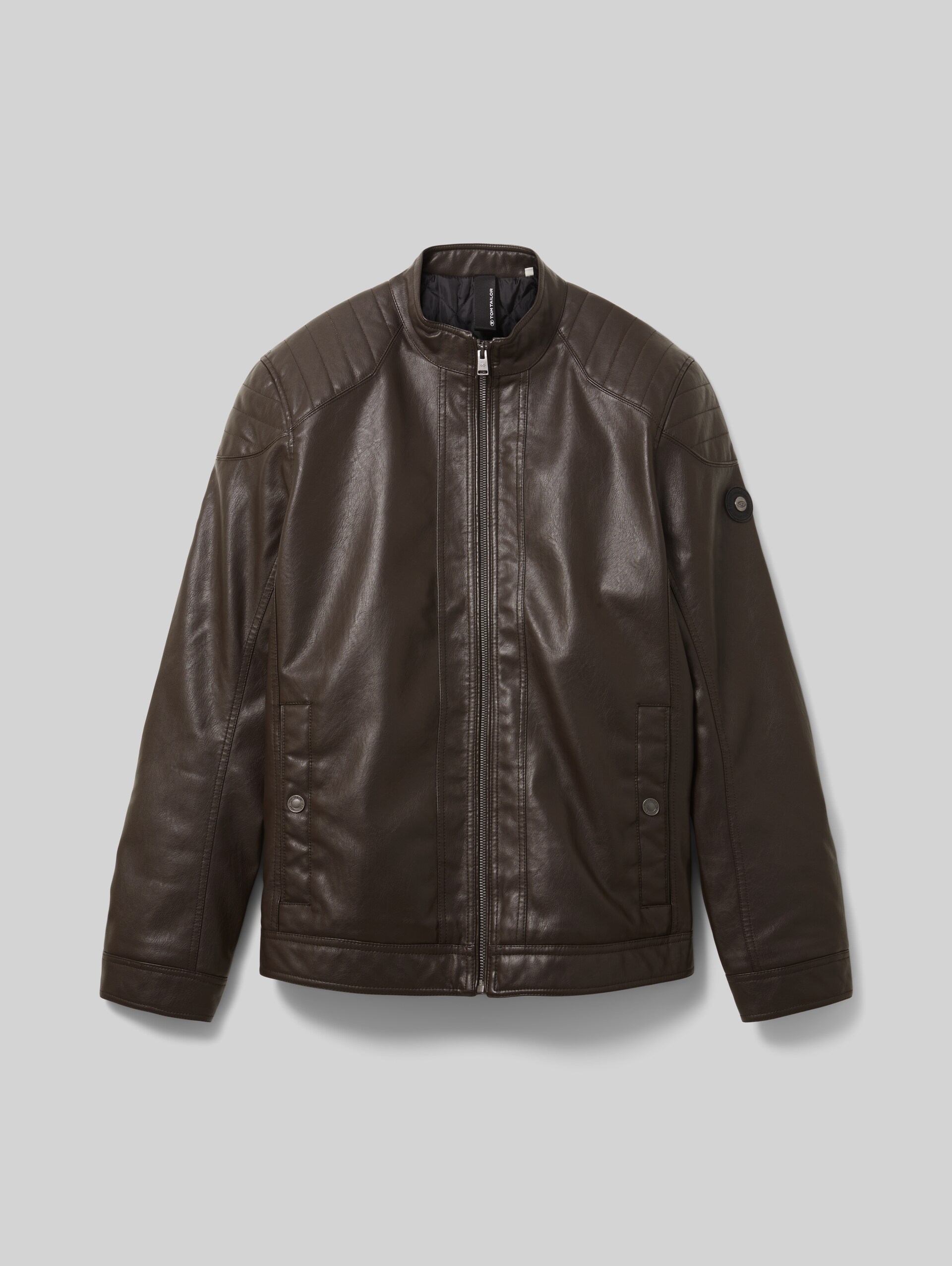 Bikerjacke aus Kunstleder - espresso brown fake leather