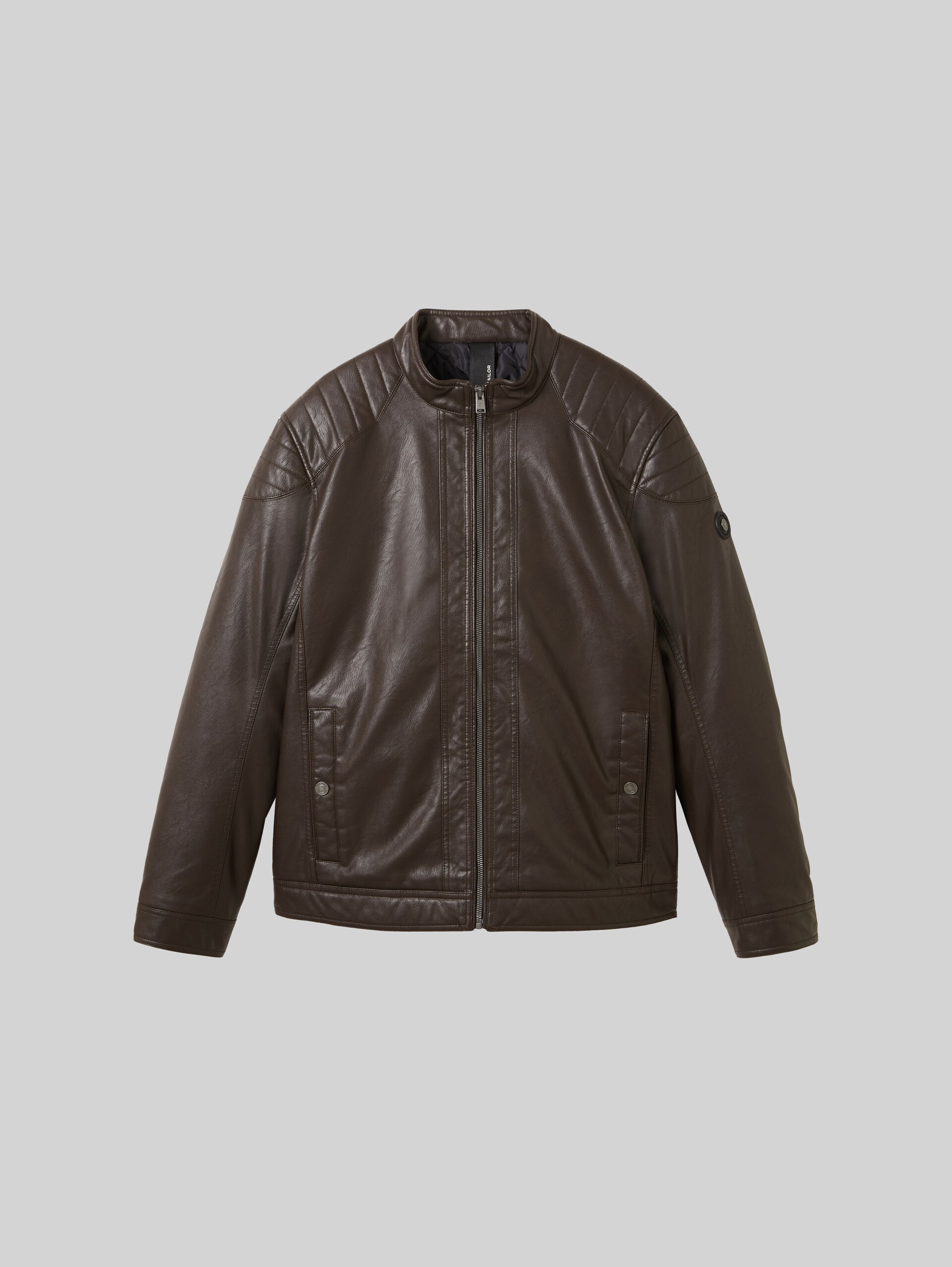 Bikerjacke aus Kunstleder - espresso brown fake leather - Vorder-Produkt-Ansicht
