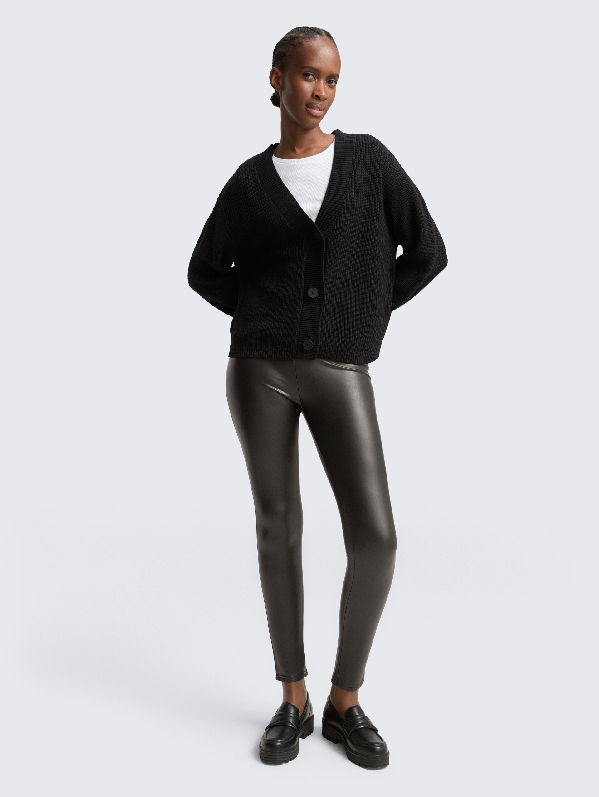 Leggings in Lederoptik - deep black