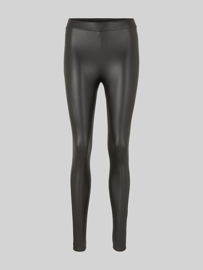 leggings in a leather look by Denim Female, deep black