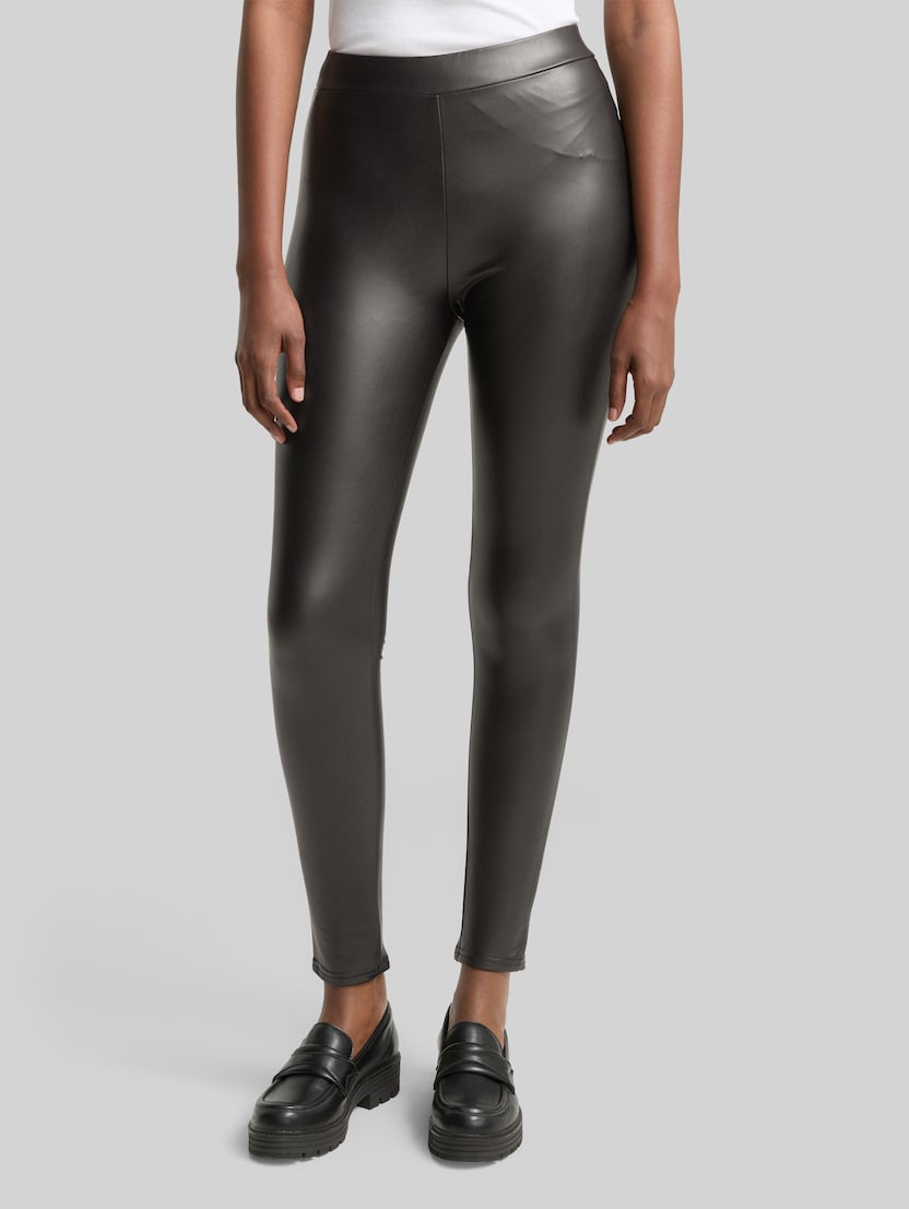 legging in lederlook door Denim Female, deep black