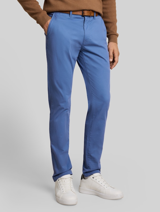 Pantalon chino slim avec ceinture par Denim Male, Rating Blue