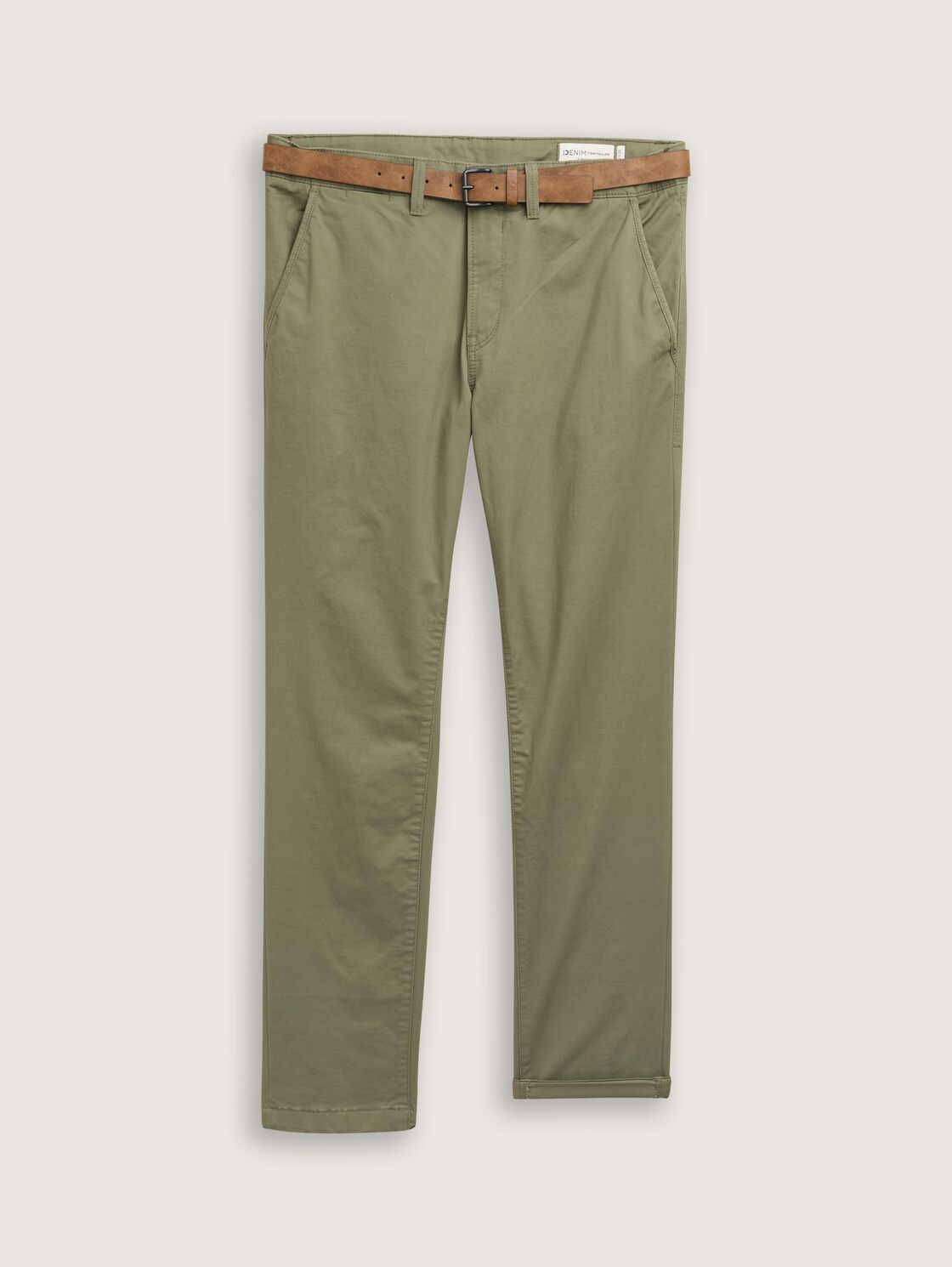 Slim Chino Hose mit Gürtel - tree moss green - Vorder-Produkt-Ansicht