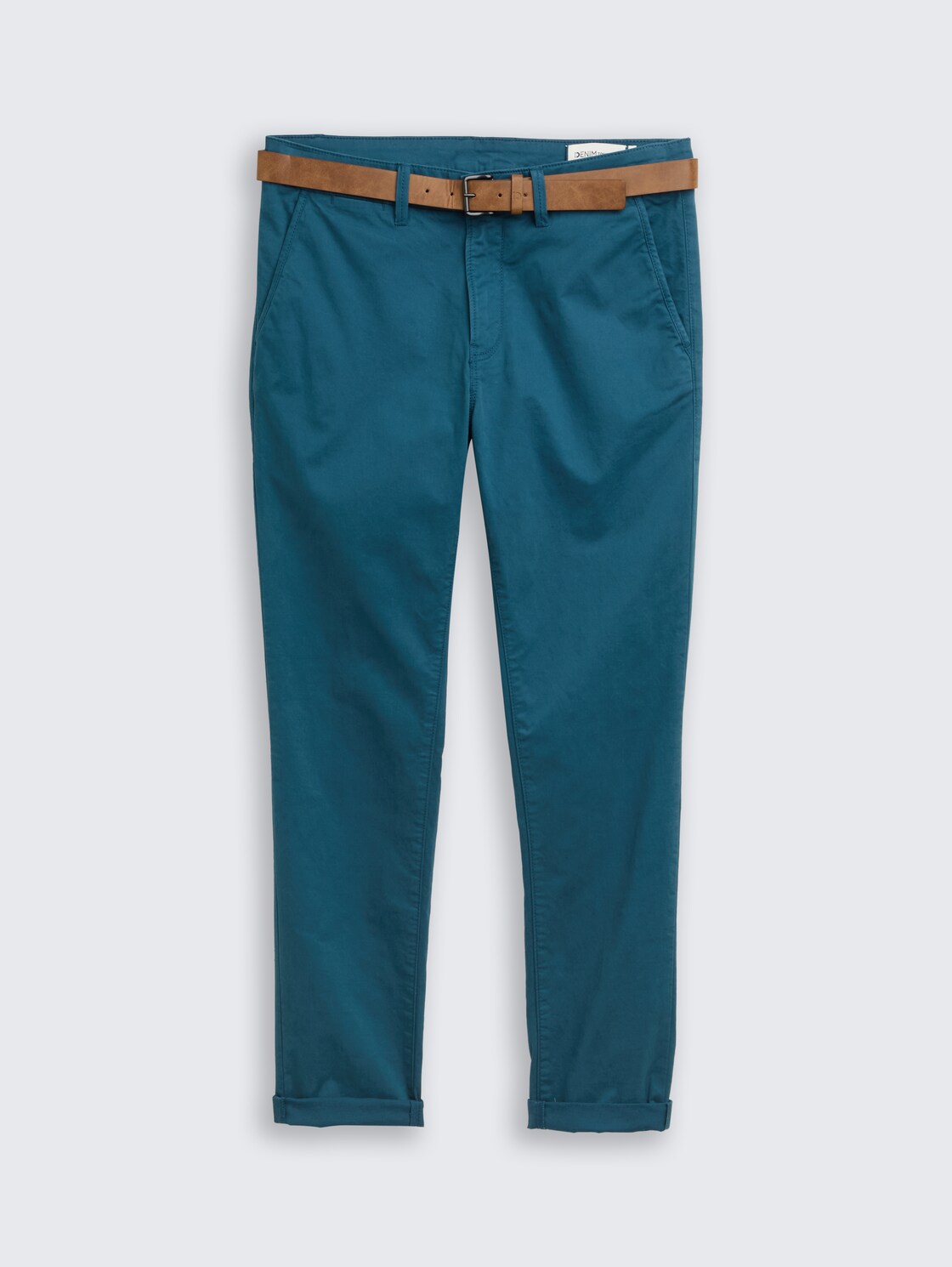 Slim Chino Hose mit Gürtel - deep pond green - Vorder-Produkt-Ansicht