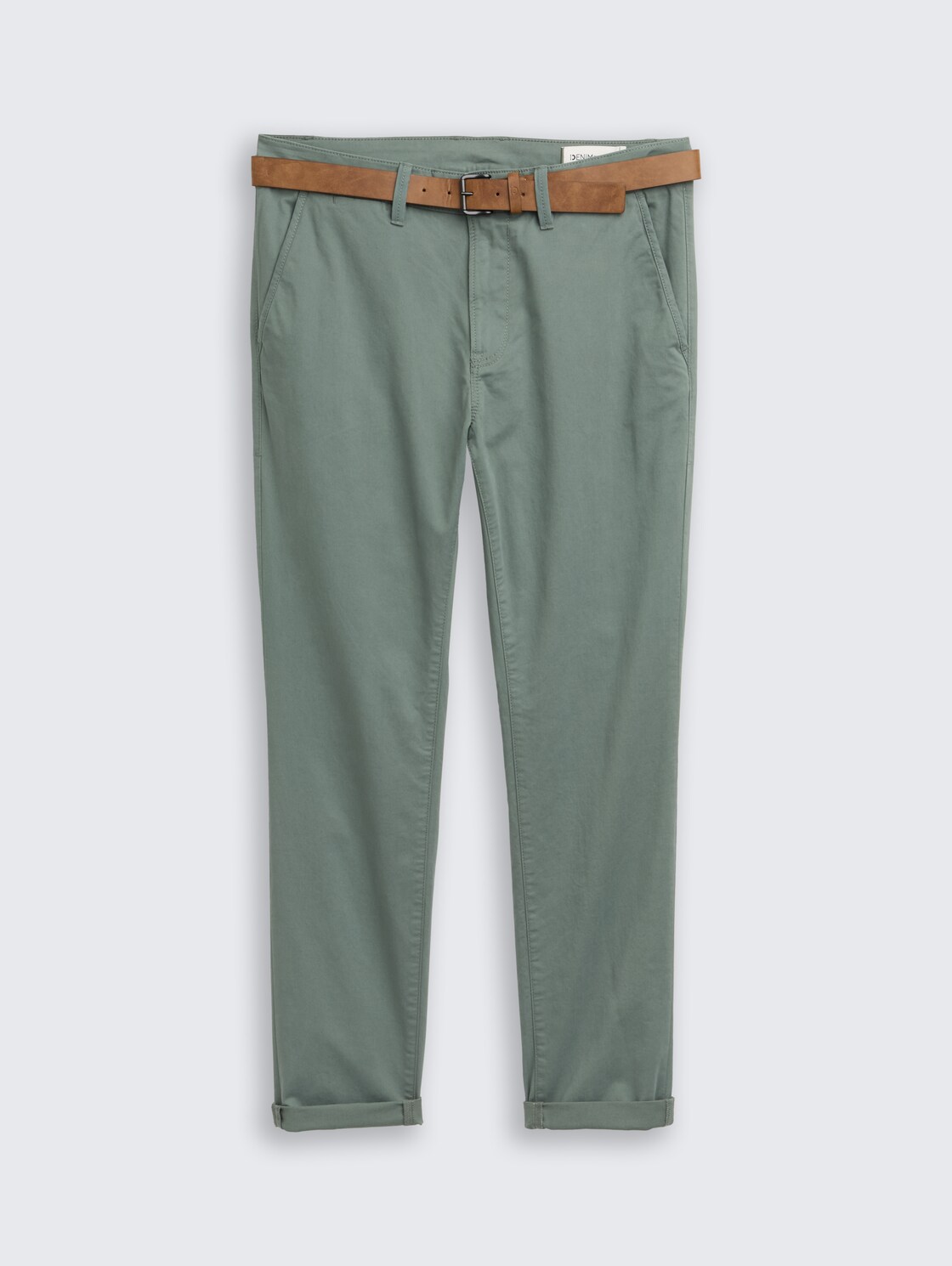 Slim Chino Hose mit Gürtel - washed jasper green - Vorder-Produkt-Ansicht