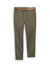 Niet geselecteerd, Slim-fit chino met riem door Tom Tailor, groen