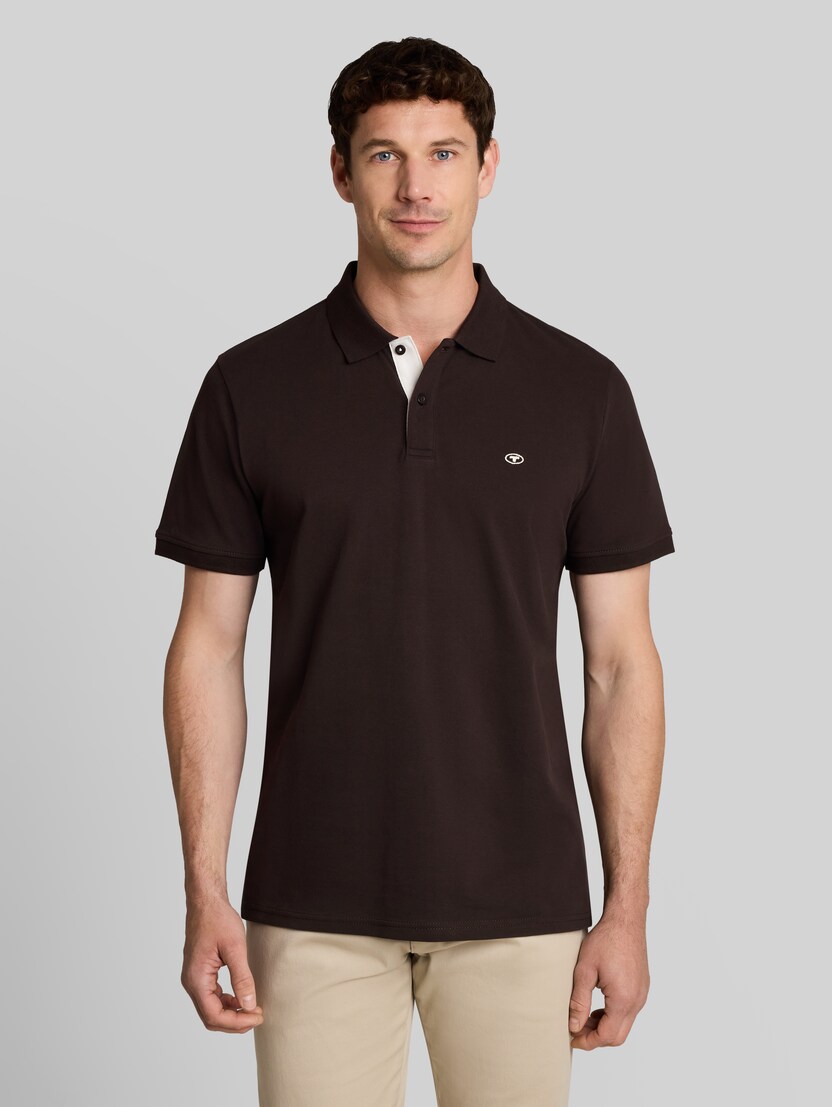Piqué-poloshirt van katoen door Men, Dark Chocolate Brown