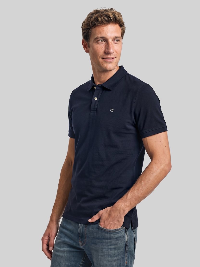 Piqué-poloshirt van katoen door Men, sky captain blue
