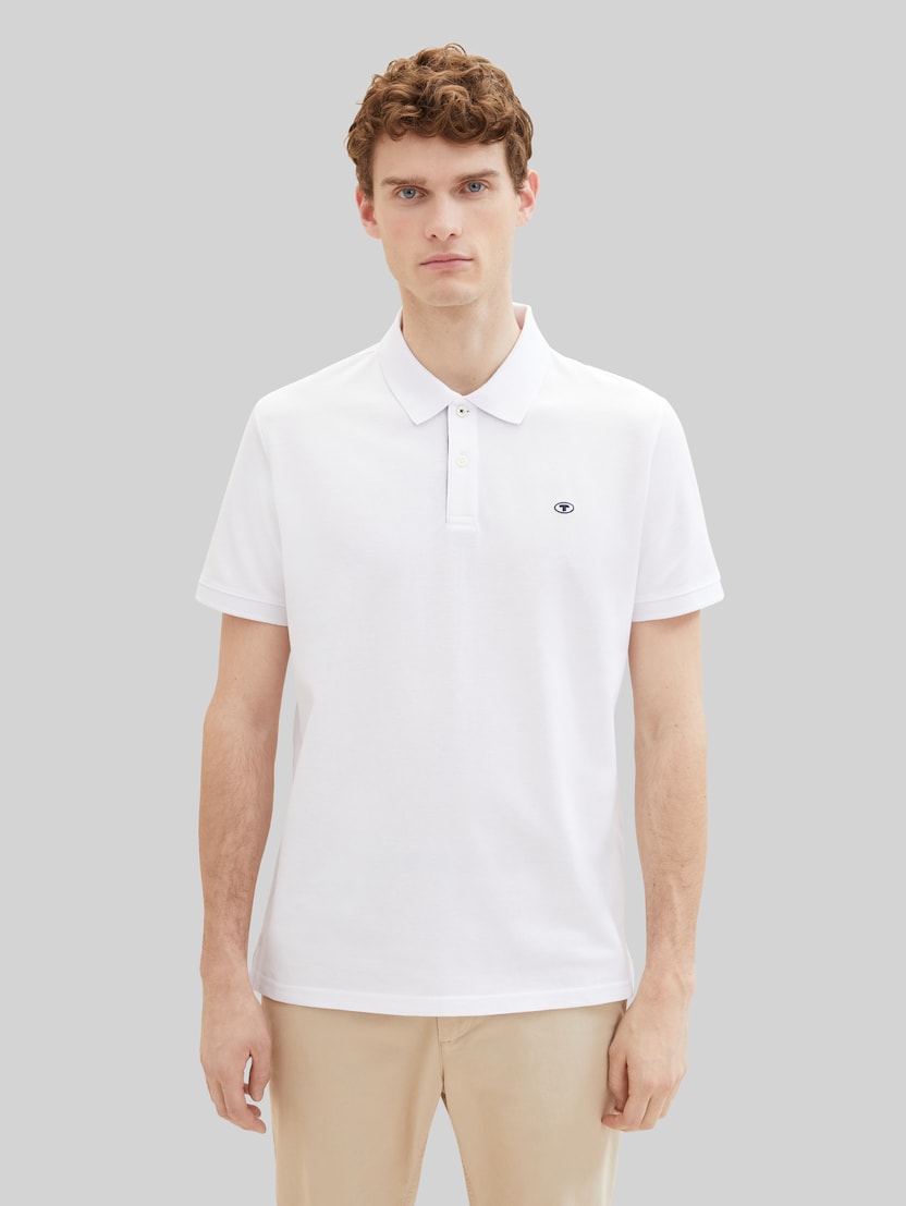 Piqué-poloshirt van katoen door Men, White
