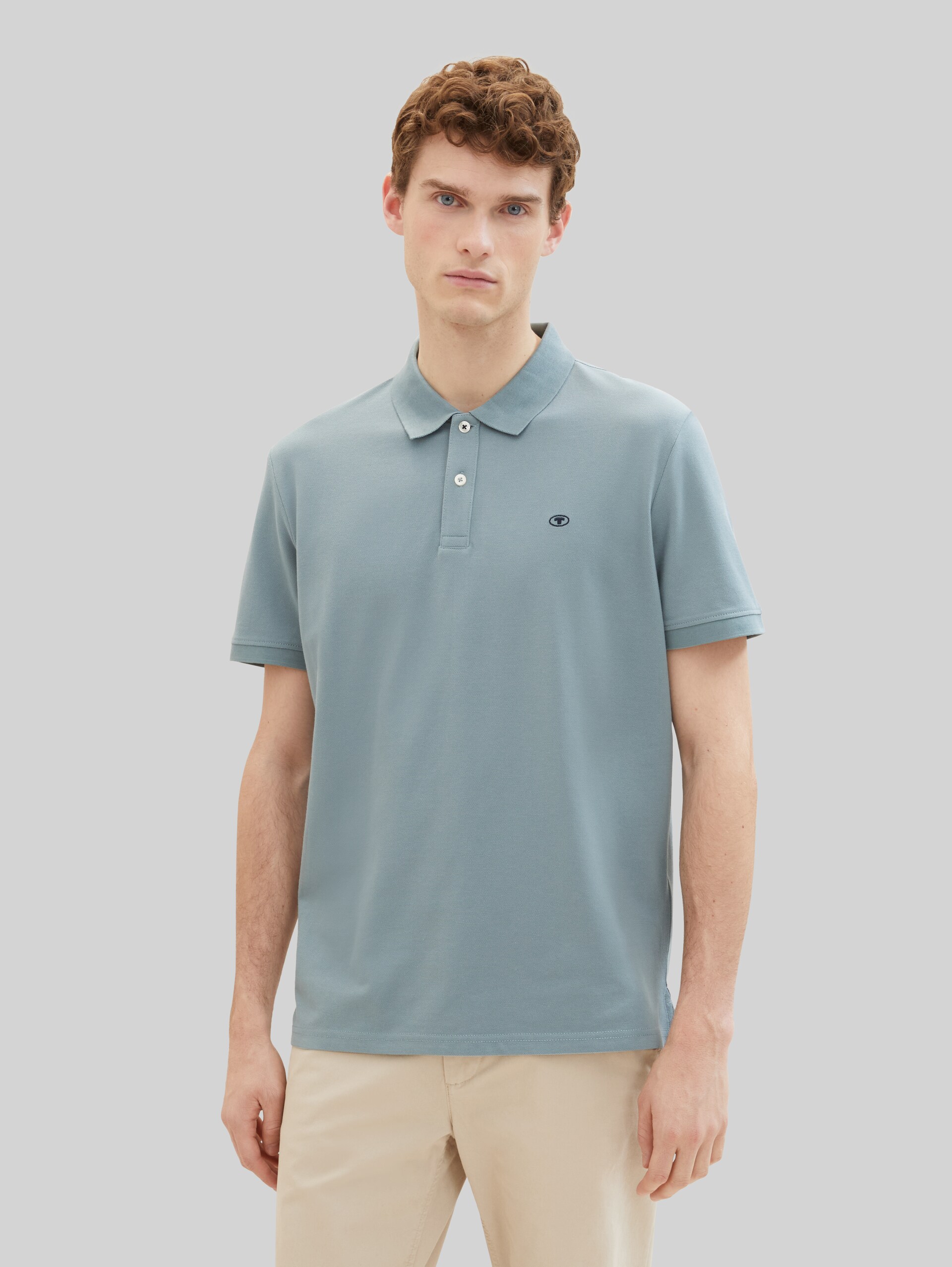 Piqué Poloshirt aus Baumwolle - grey mint