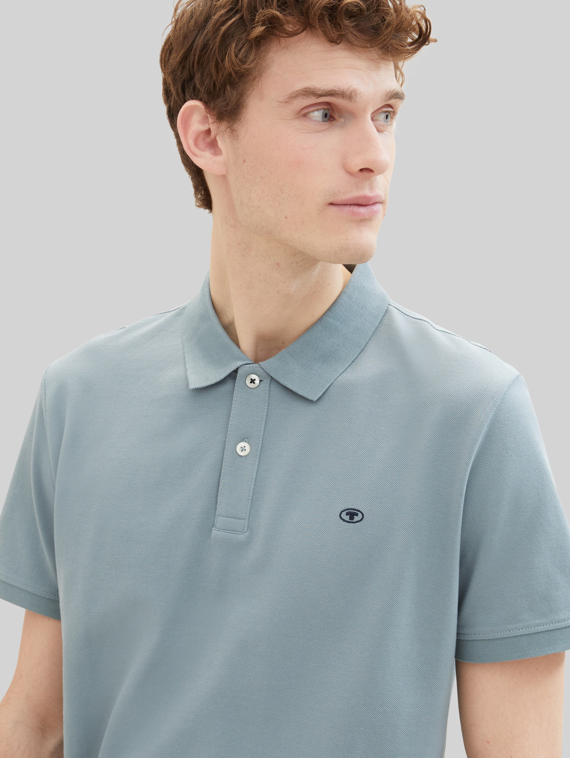 Piqué Poloshirt aus Baumwolle - grey mint