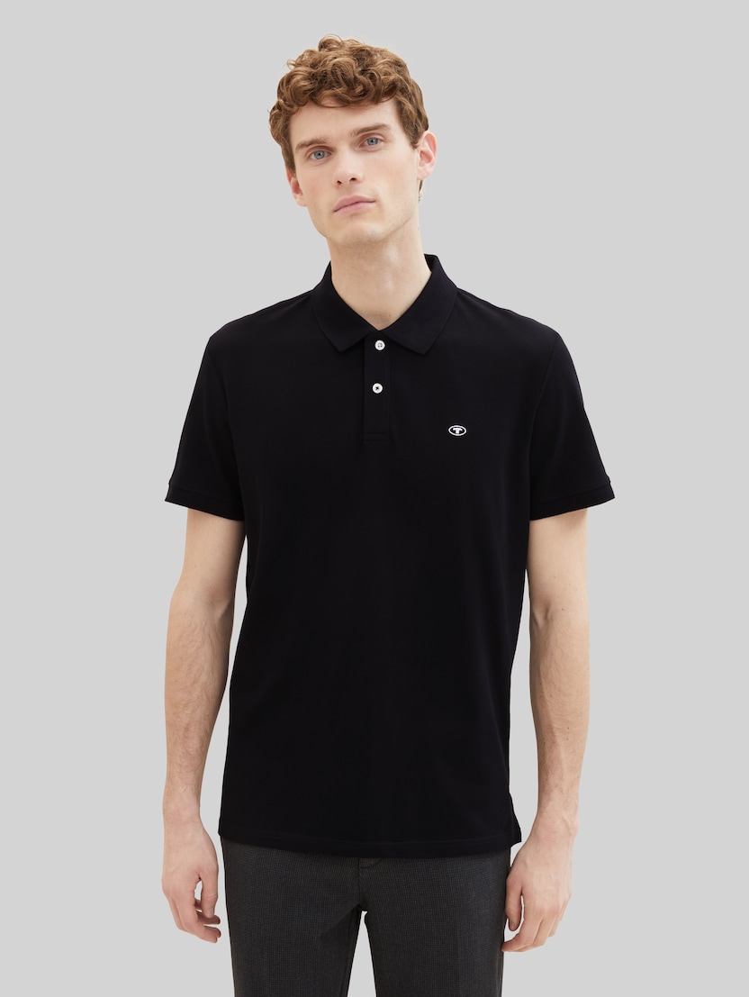 Piqué-poloshirt van katoen door Men, Black