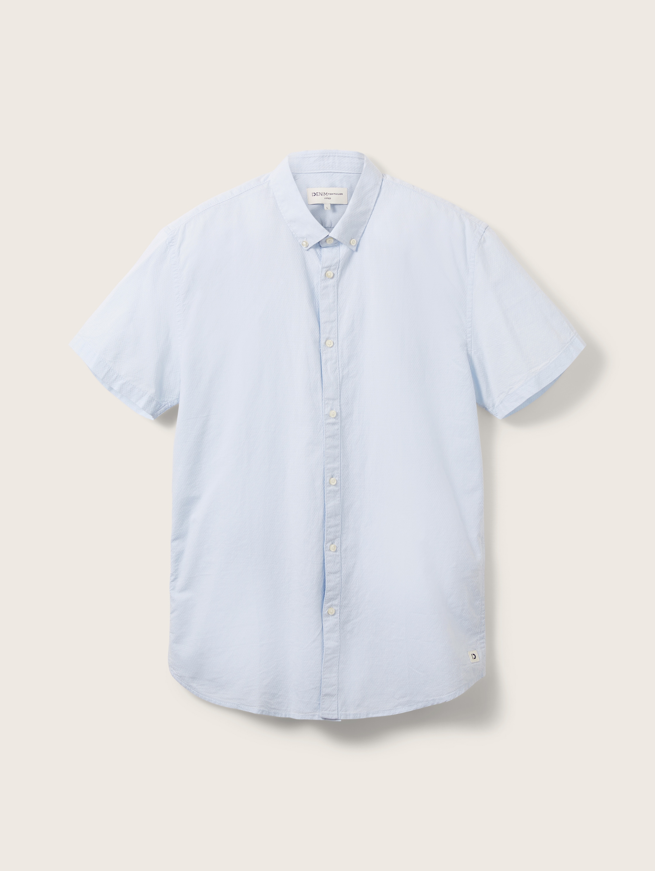 Slim Fit Kurzarmhemd mit Struktur - light blue circle structure
