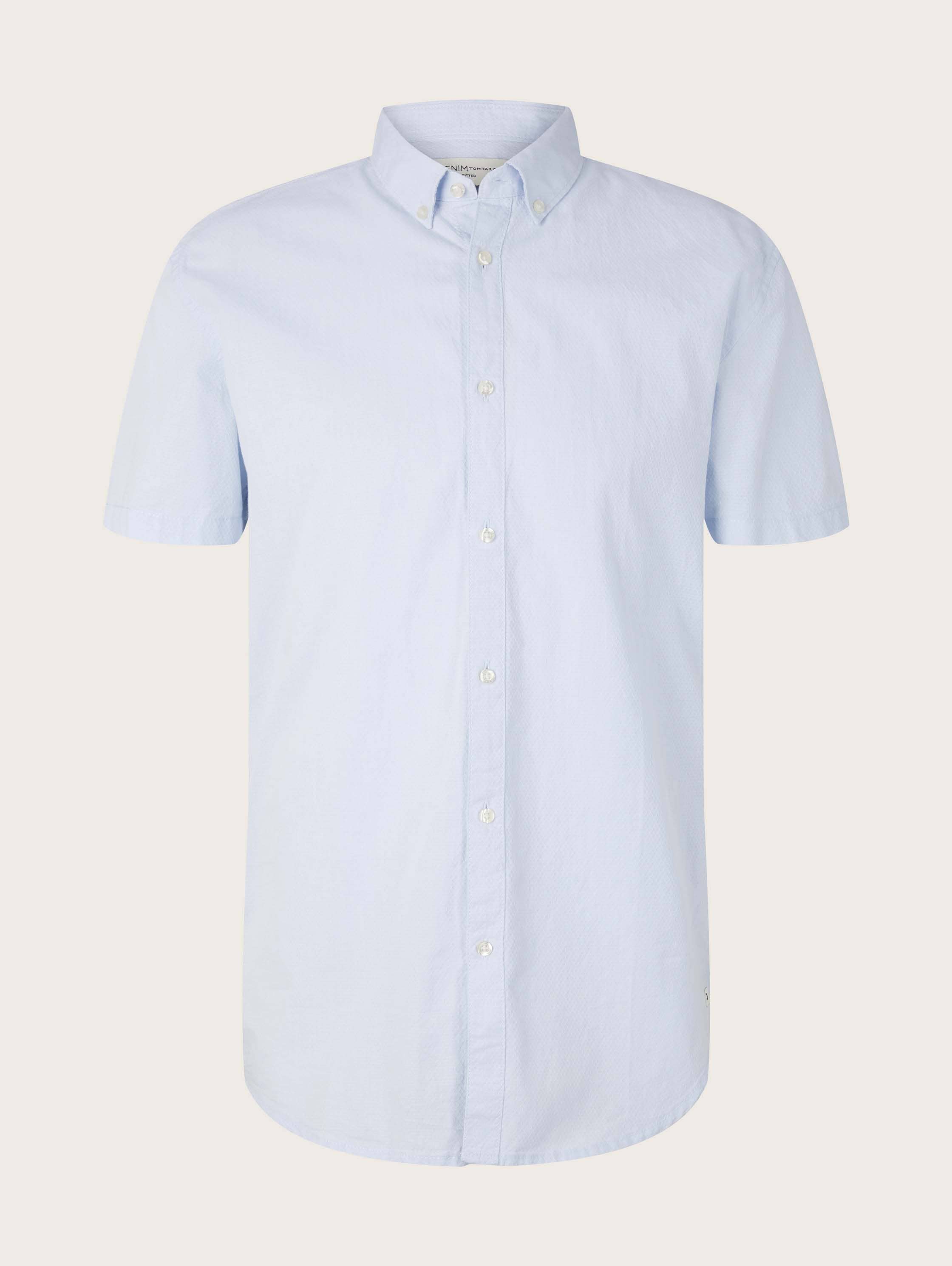 Slim Fit Kurzarmhemd mit Struktur - light blue circle structure - Vorder-Produkt-Ansicht