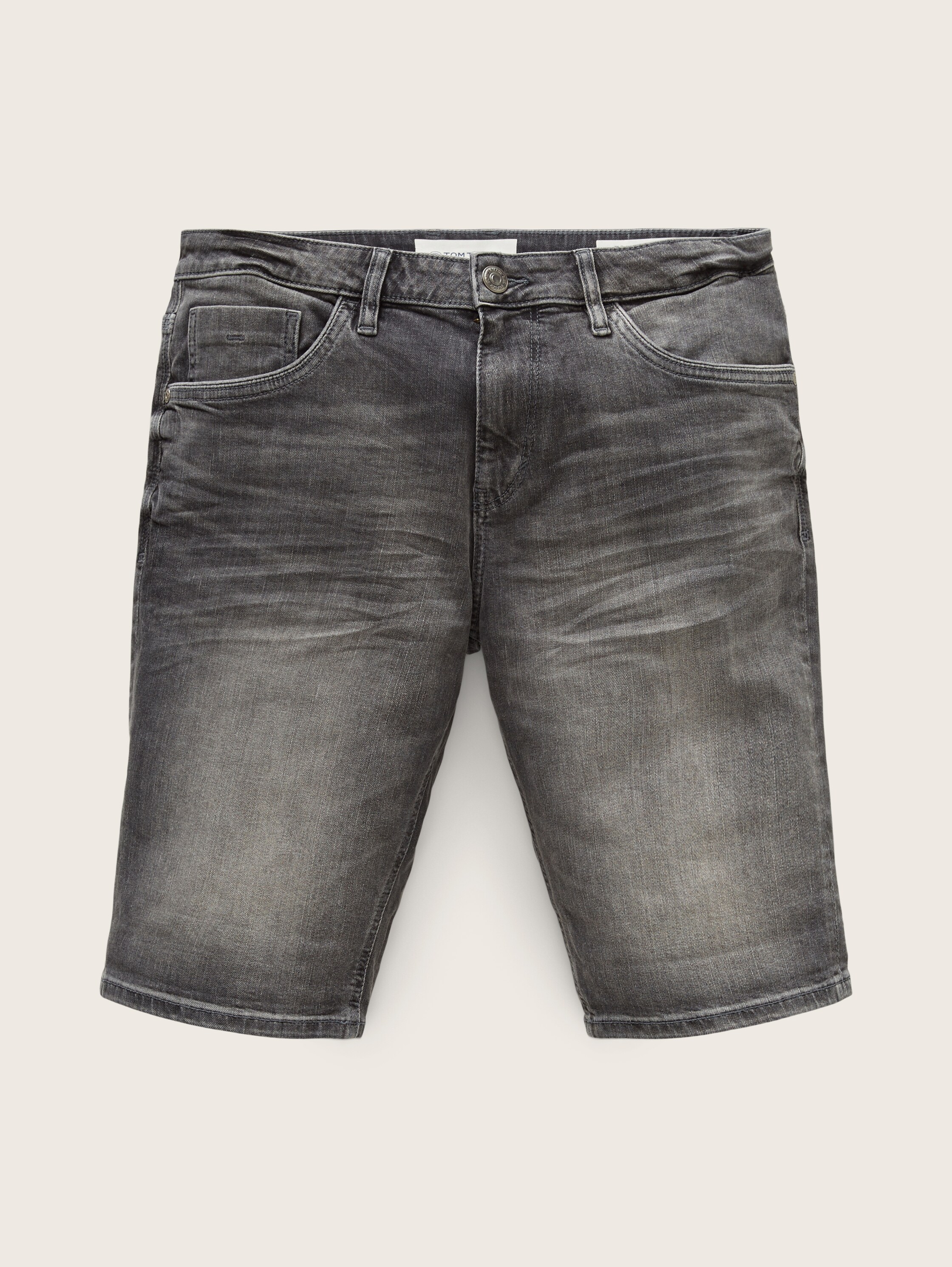 TTJOSH Regular Slim Jeans Shorts - clean mid stone grey denim