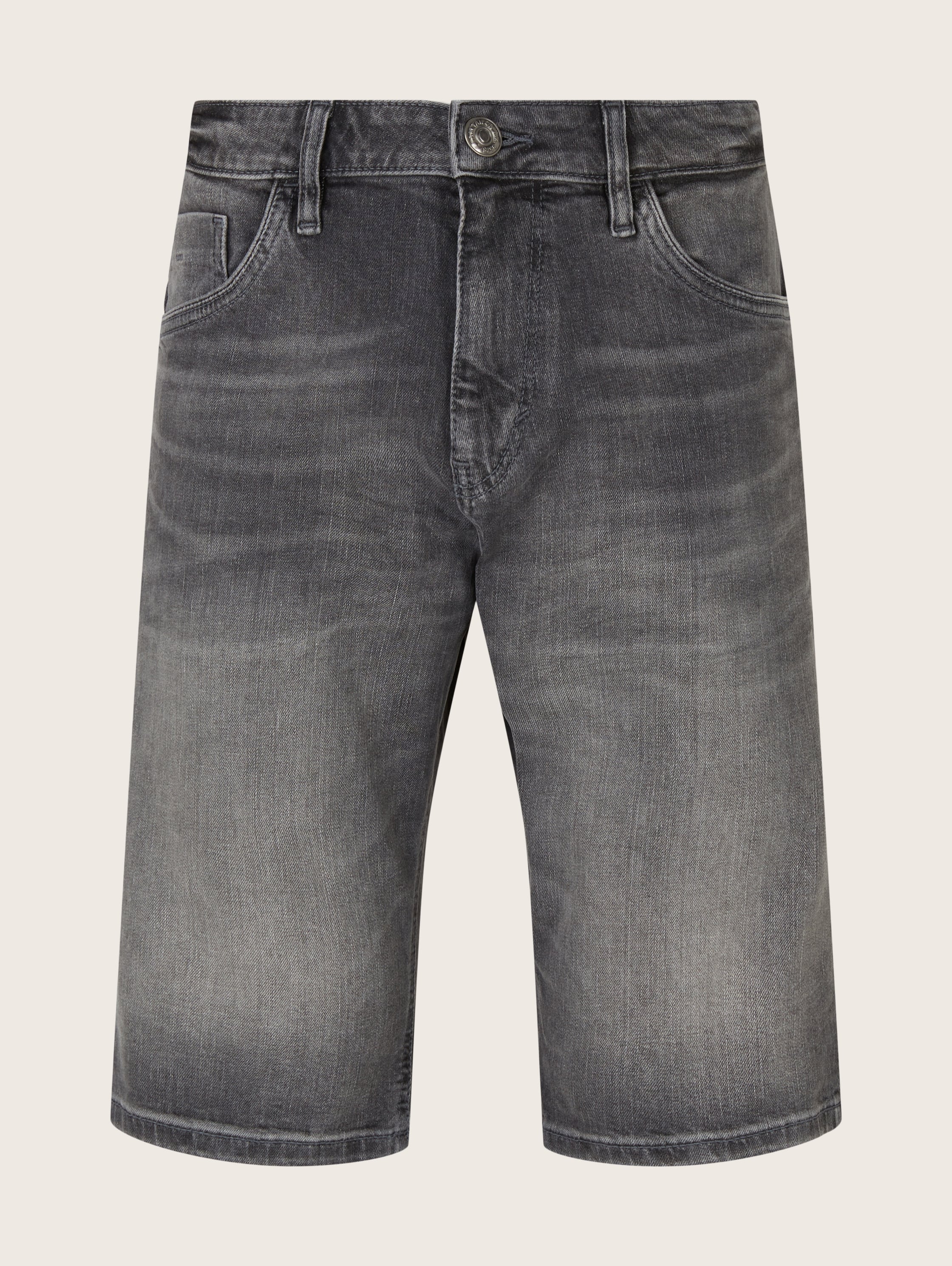 TTJOSH Regular Slim Jeans Shorts - clean mid stone grey denim - Vorder-Produkt-Ansicht