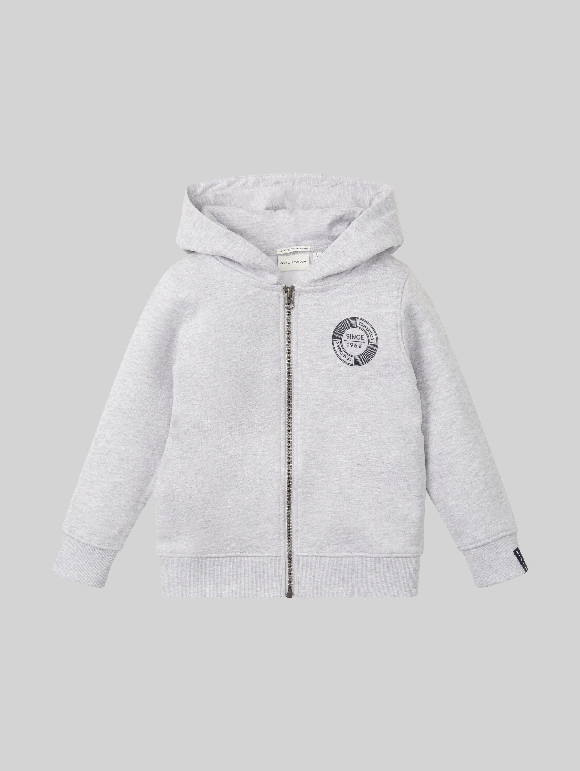 Kapuzen Hoodie mit Logoprint - Light Stone Grey Melange - Vorder-Produkt-Ansicht