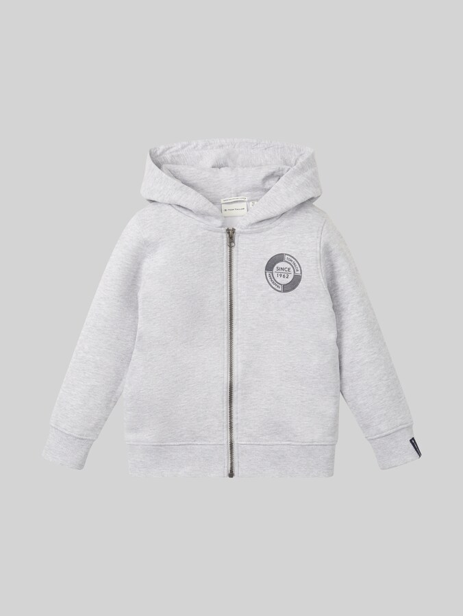Kapuzen Hoodie mit Logoprint von Mini Boys, Light Stone Grey Melange