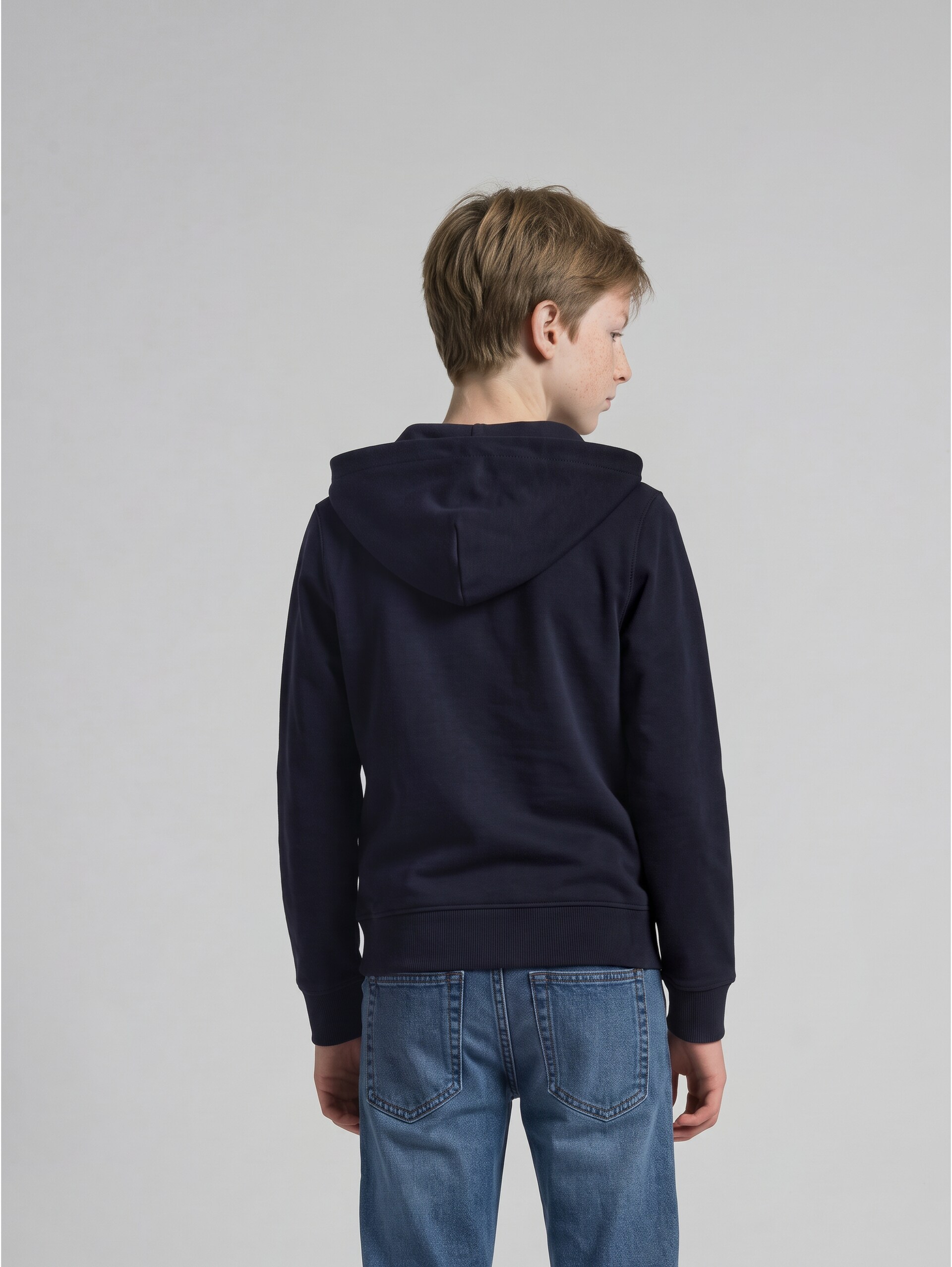 Hoodie sweatjack met print - sky captain blue - Neklijn model-achteraanzicht