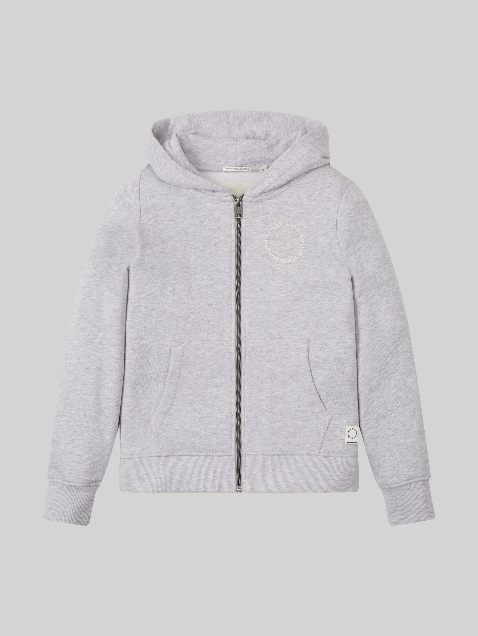 Hoodie sweatjack met print - Light Stone Grey Melange - Product vooraanzicht