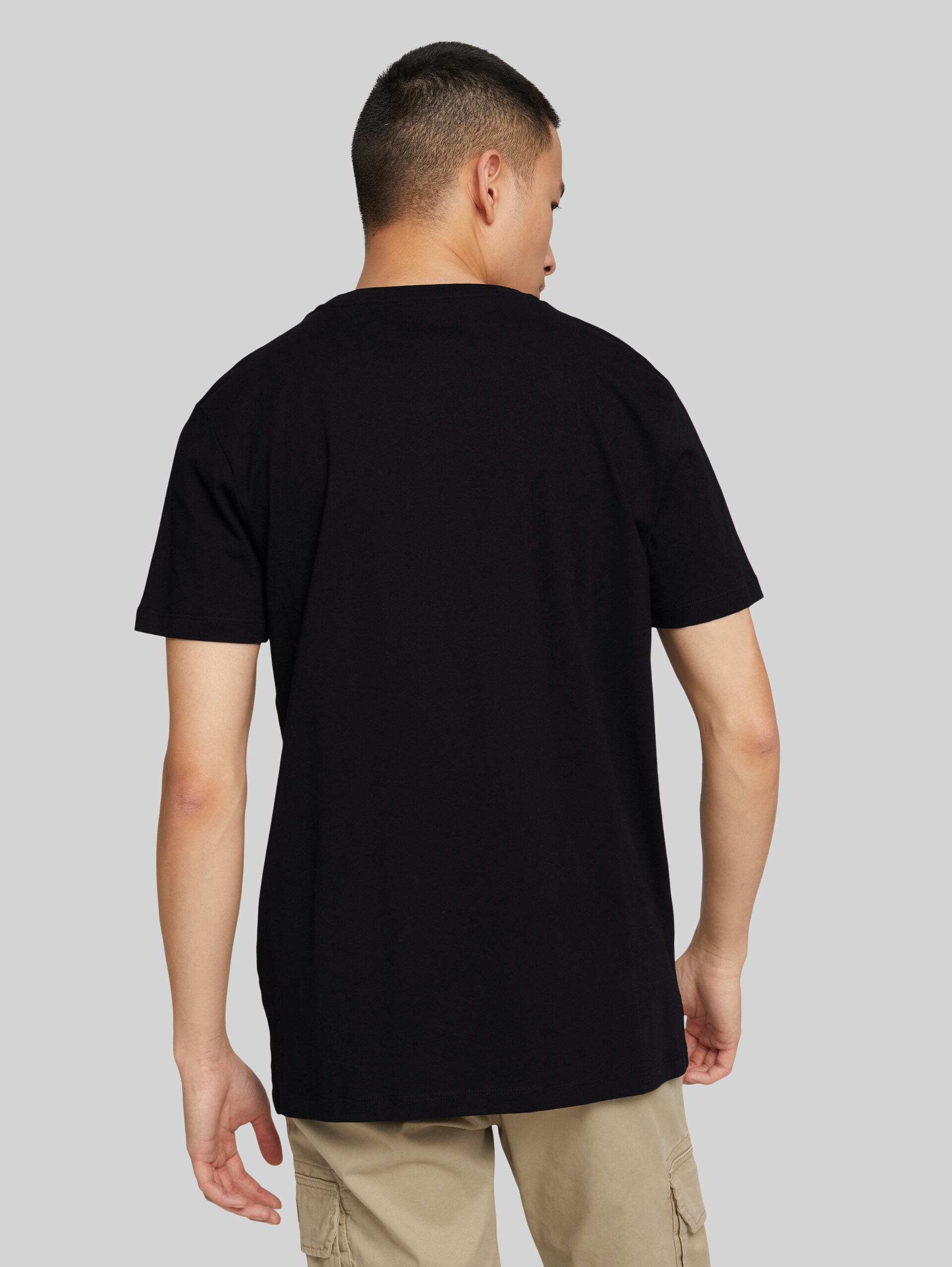T-shirt van biologisch katoen - Black - Neklijn model-achteraanzicht