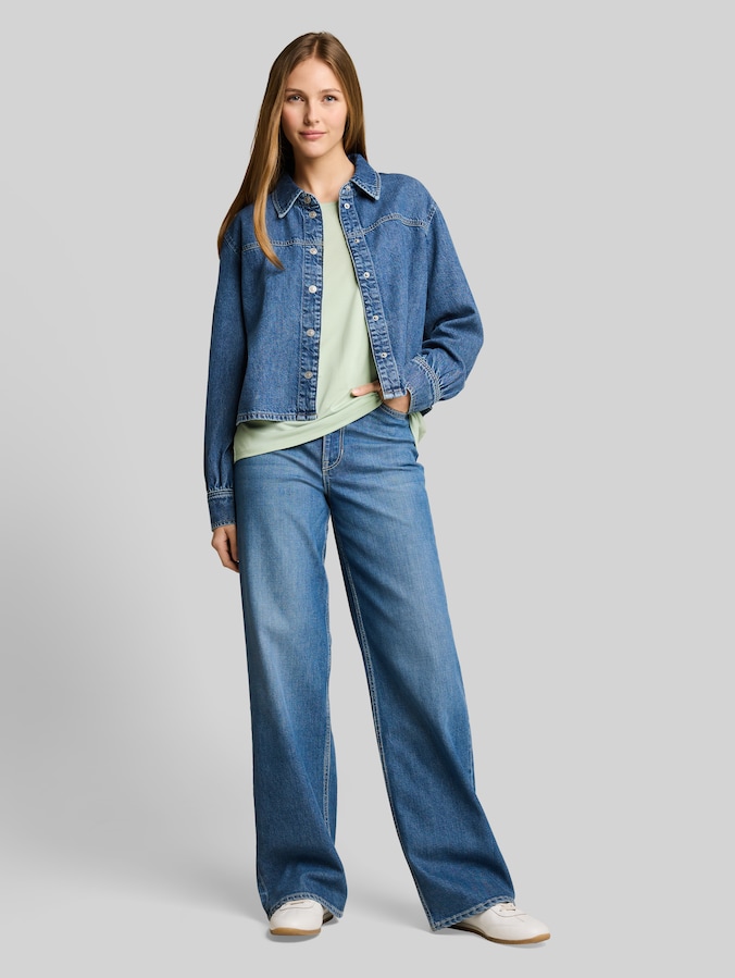 T-shirt met losse pasvorm door Denim Female, light matcha green