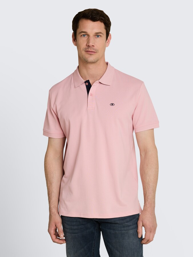 Piqué poloshirt met geborduurd logo door Men, Twinkle Pink