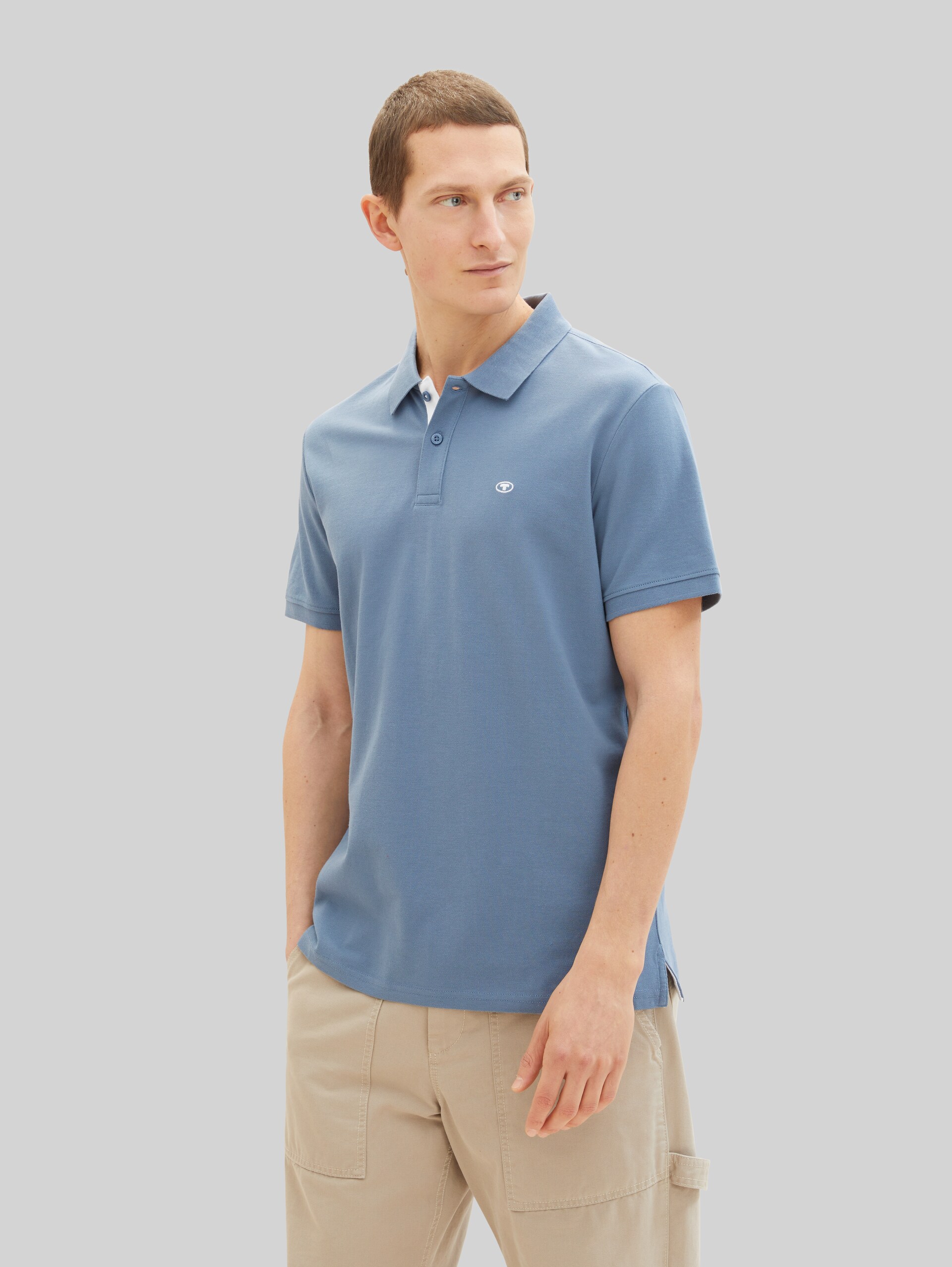 Piqué polo shirt with embroidered logo - Gravel Grey