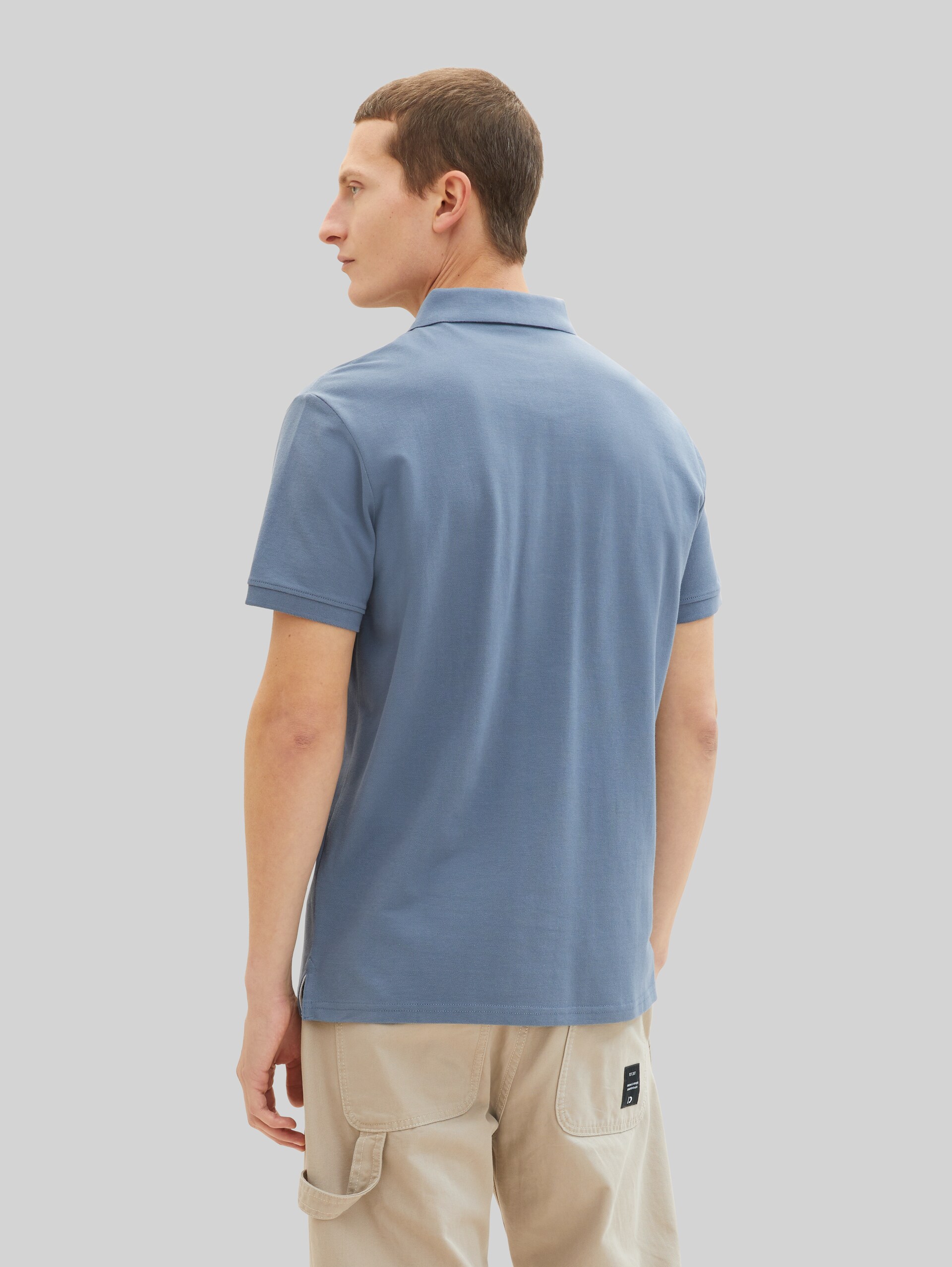 Piqué polo shirt with embroidered logo - Gravel Grey