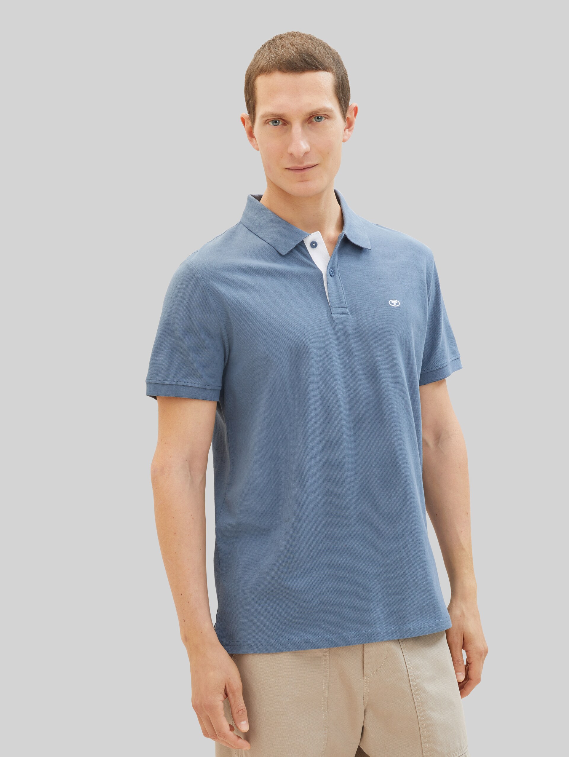 Piqué polo shirt with embroidered logo - Gravel Grey