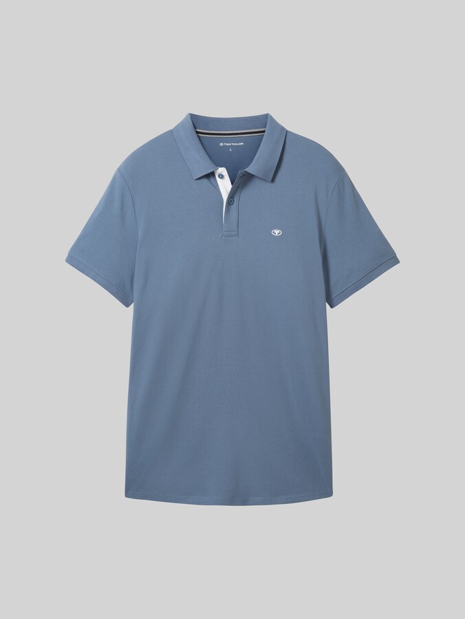 Piqué-poloshirt met geborduurd logo door Men, Gravel Grey