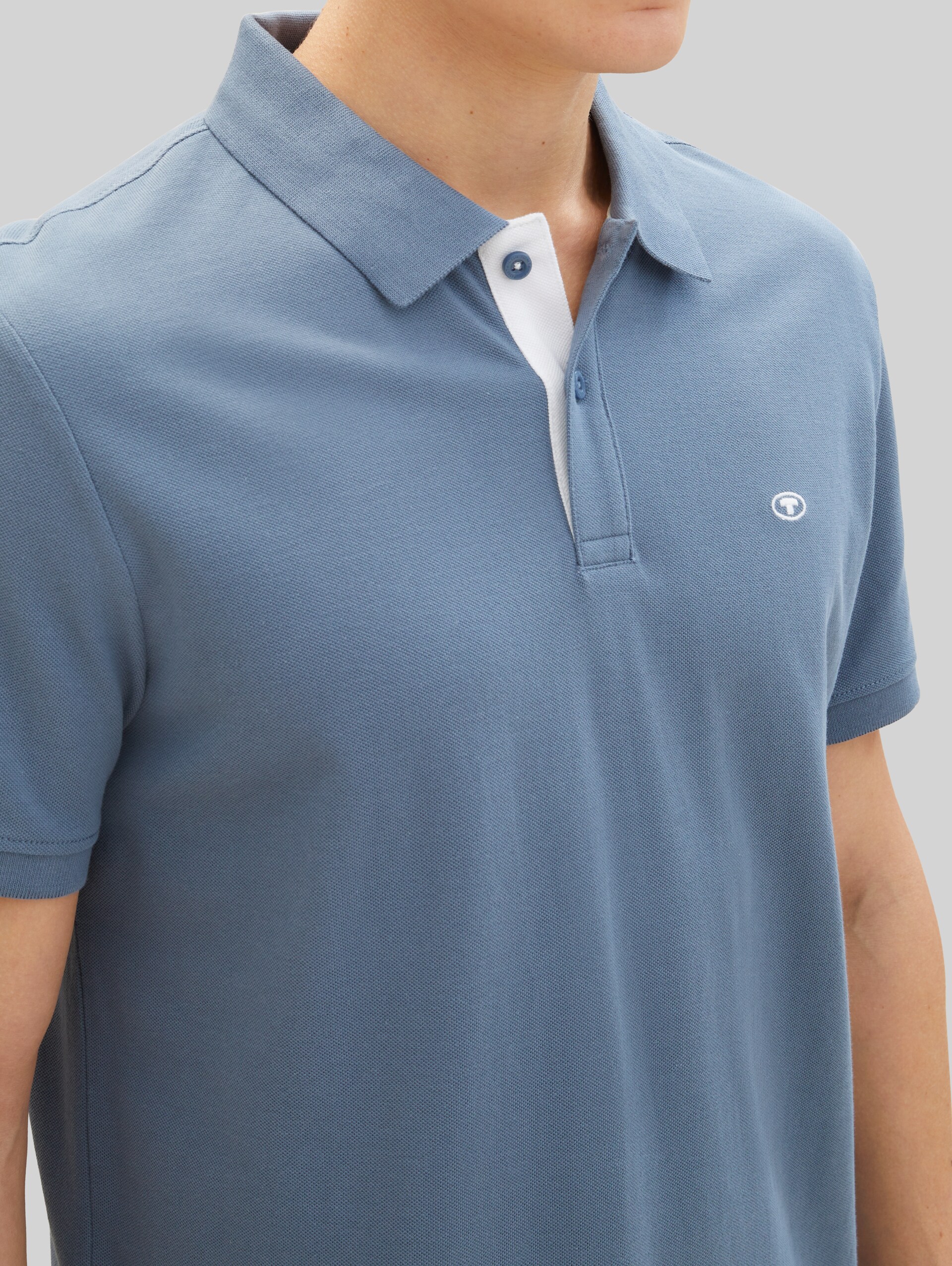 Piqué polo shirt with embroidered logo - Gravel Grey