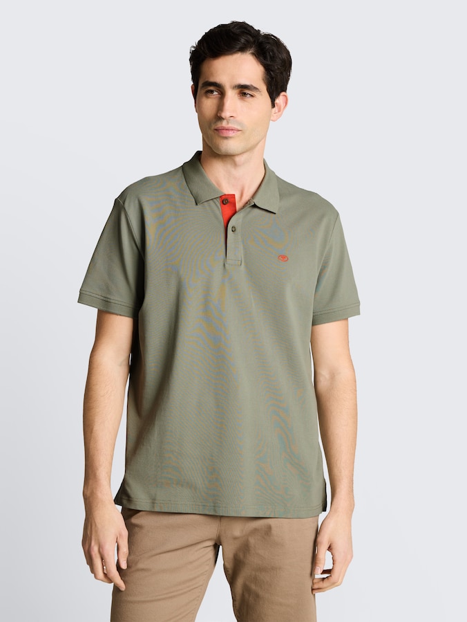 Piqué poloshirt met geborduurd logo door Men, Greyish Shadow Olive