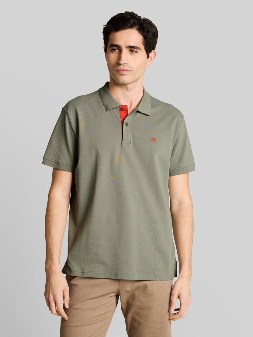Piqué Poloshirt mit Logo-Stickerei von Men, Greyish Shadow Olive