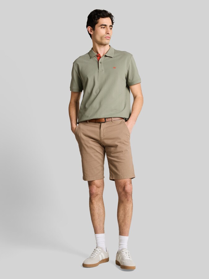 Piqué Poloshirt mit Logo-Stickerei von Men, Greyish Shadow Olive
