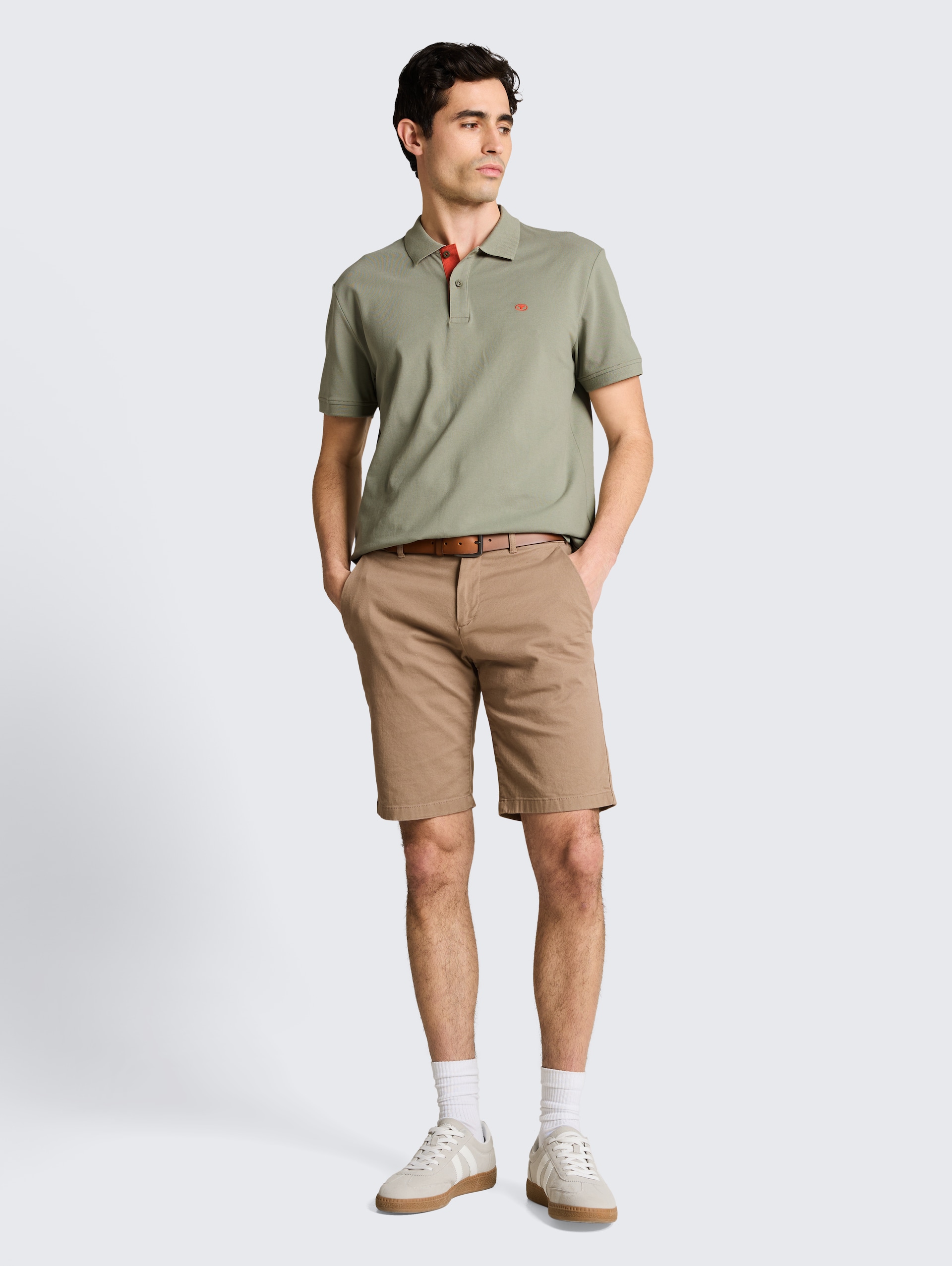 Piqué Poloshirt mit Logo-Stickerei - Greyish Shadow Olive