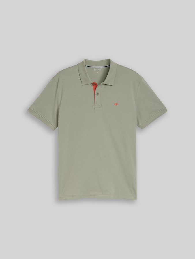 Polo en piqué avec logo brodé par Men, Greyish Shadow Olive