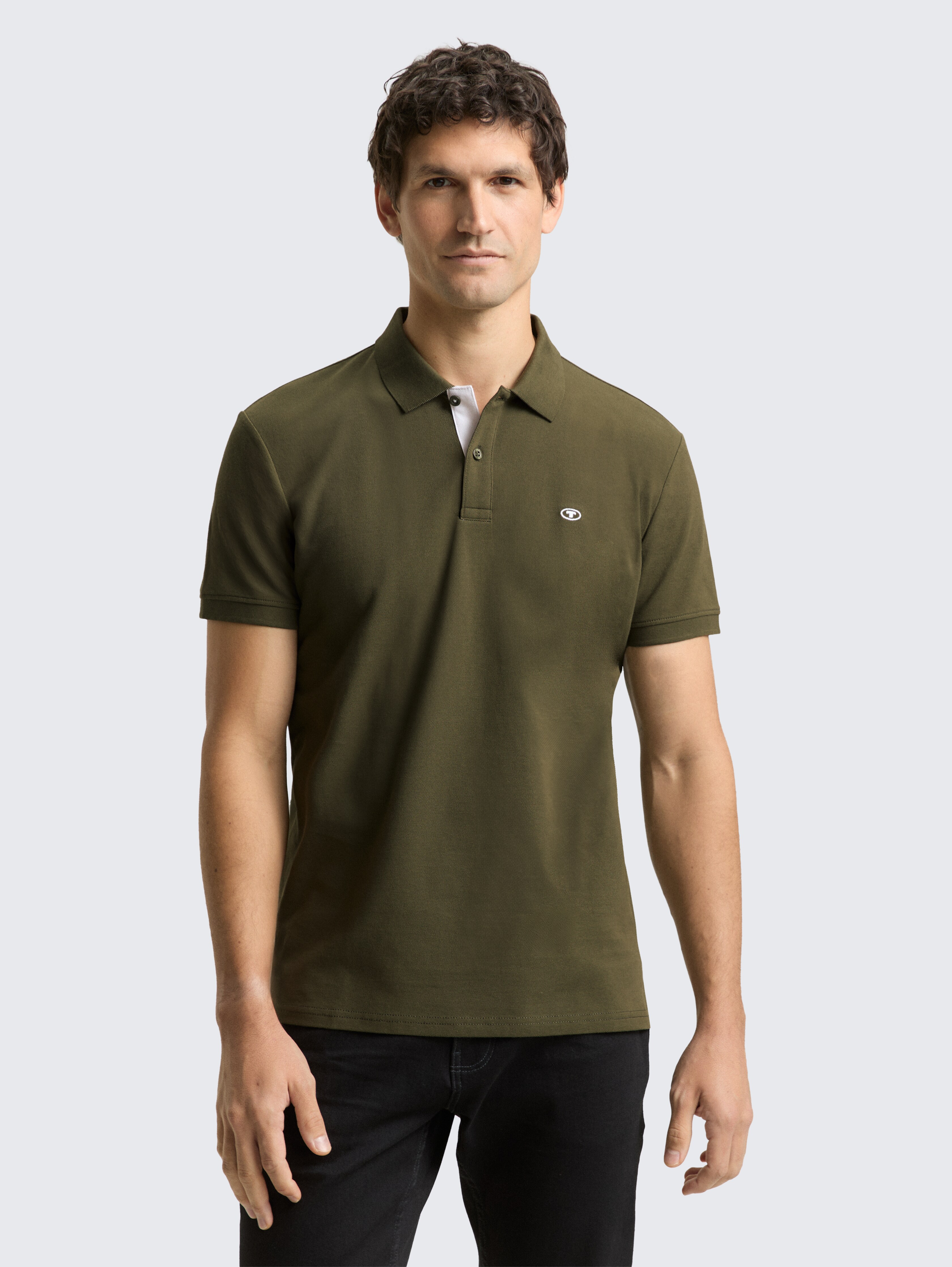 Piqué Poloshirt mit Logo-Stickerei von Men, Deep Forest Green
