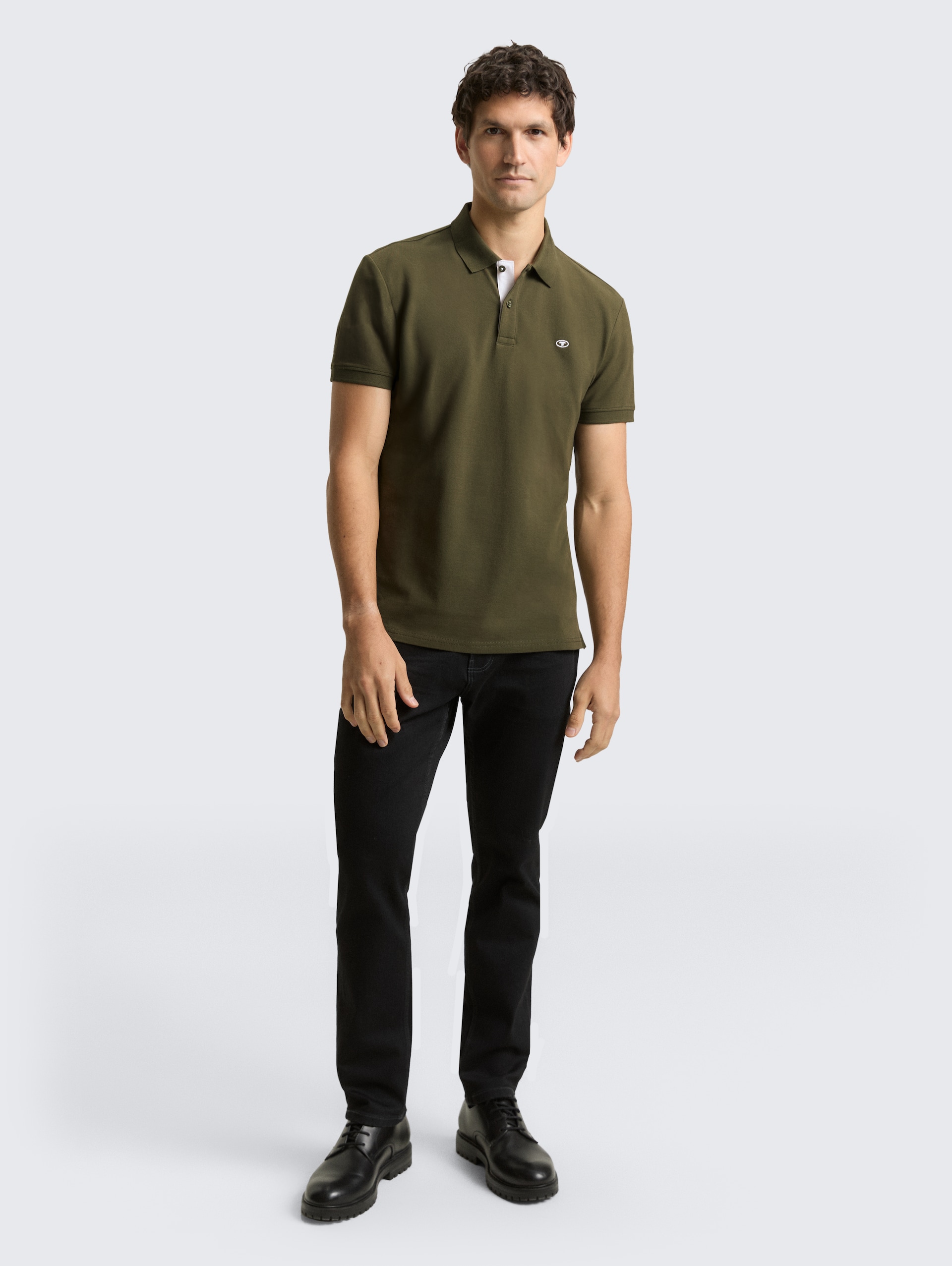 Piqué Poloshirt mit Logo-Stickerei - Deep Forest Green