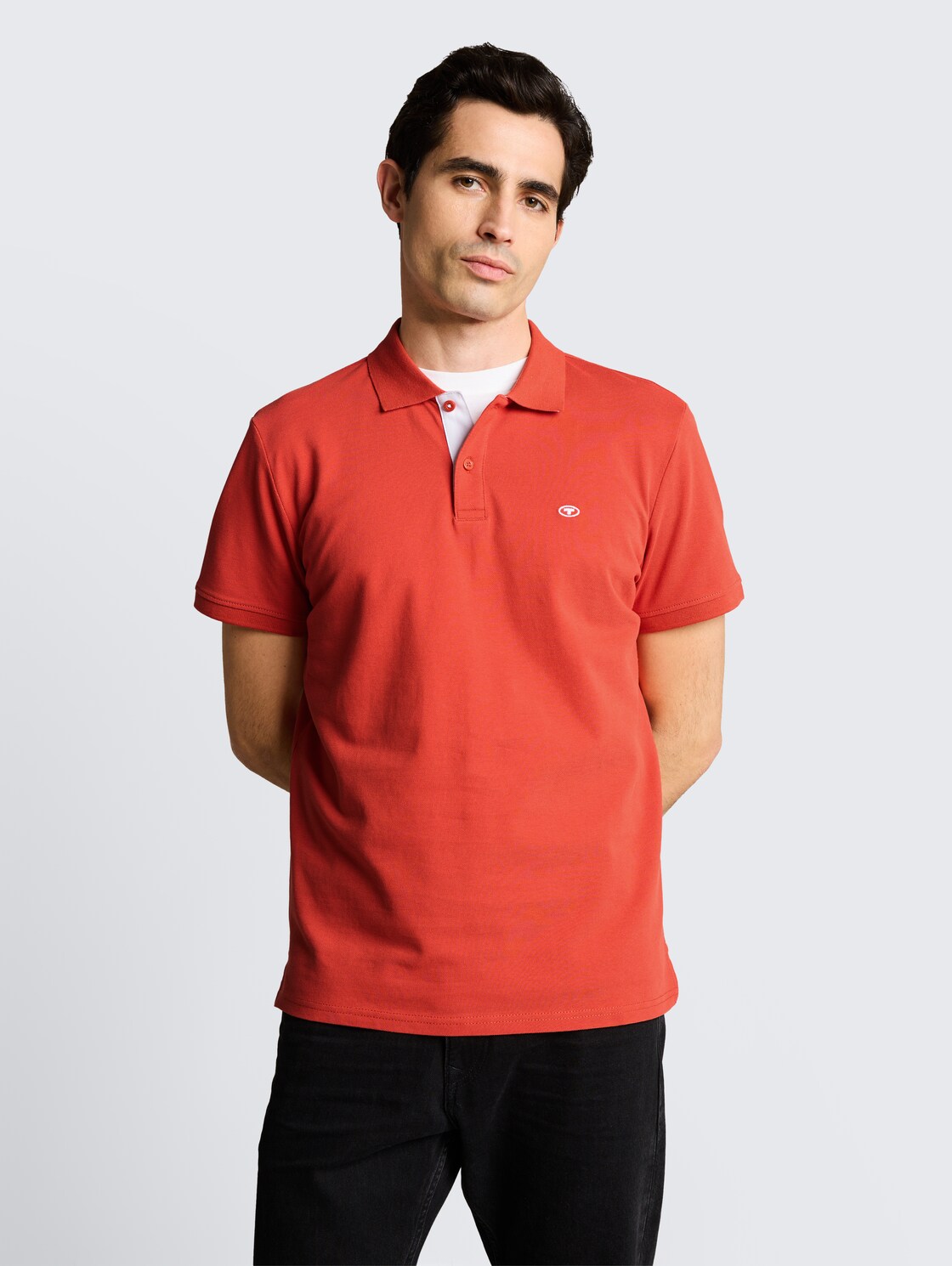 Piqué Poloshirt mit Logo-Stickerei - Chili Orange