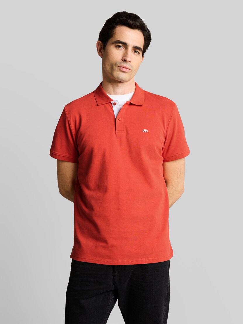 Piqué Poloshirt mit Logo-Stickerei von Men, Chili Orange