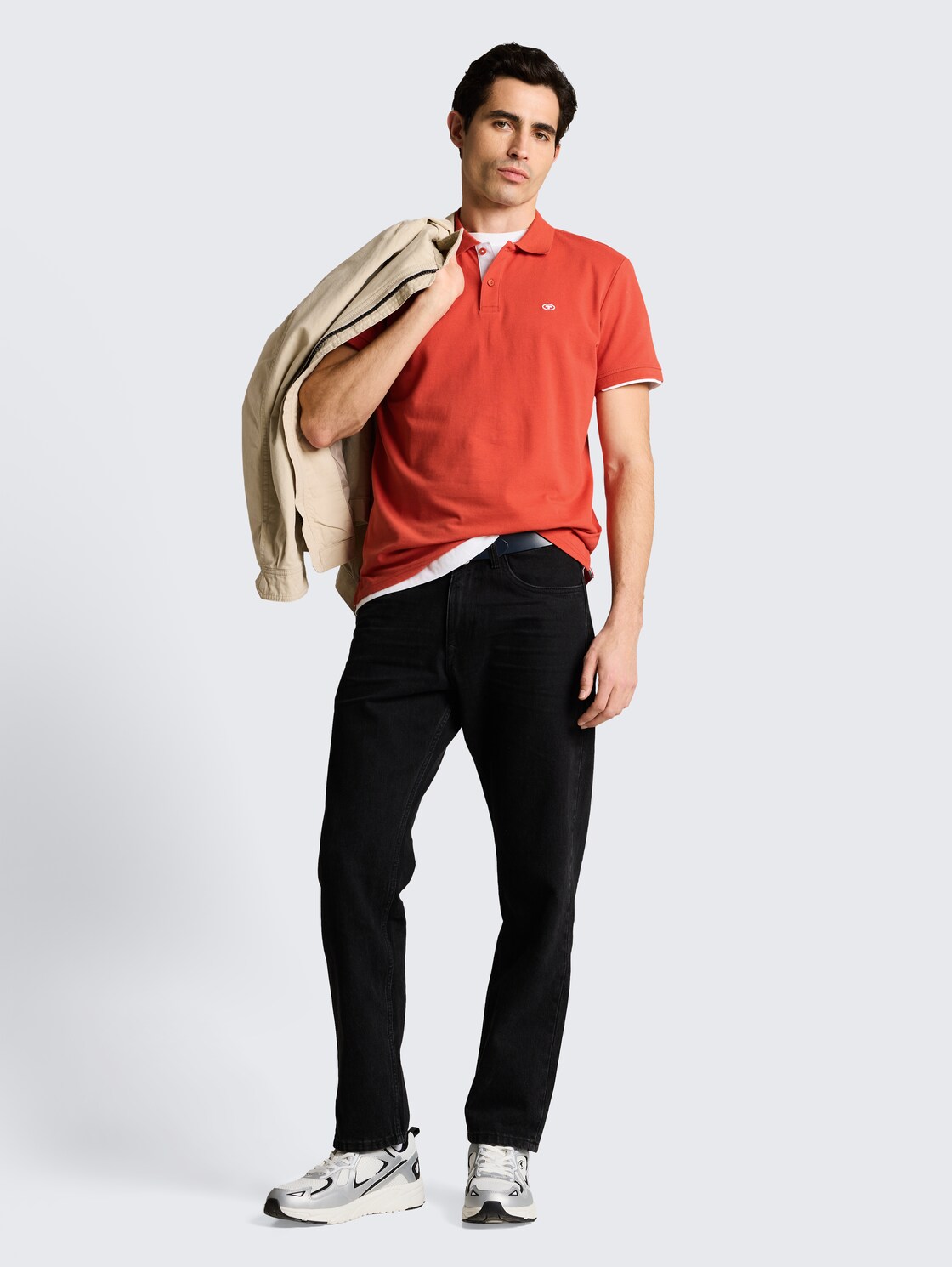 Piqué Poloshirt mit Logo-Stickerei - Chili Orange