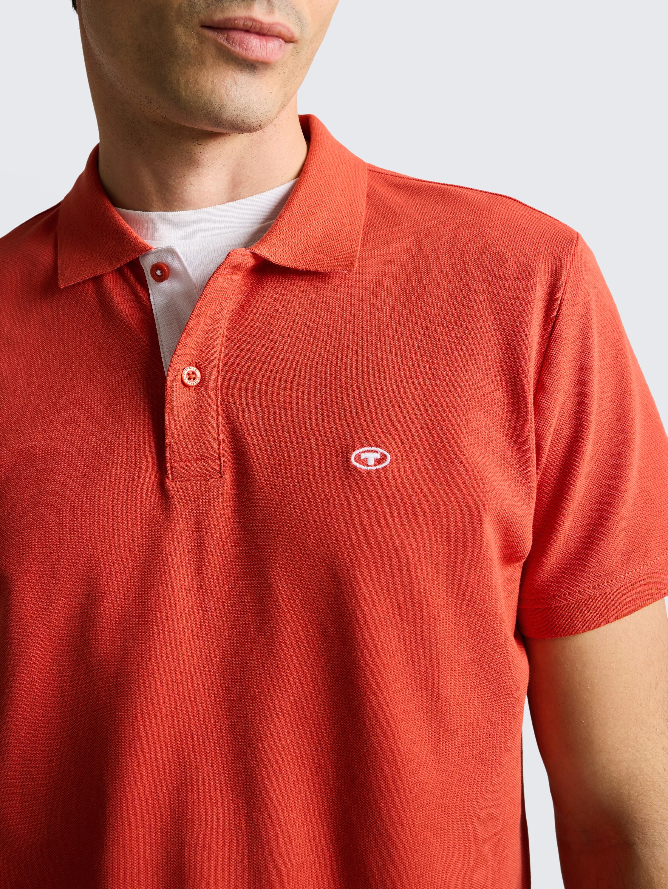 Piqué poloshirt met geborduurd logo - chili_orange - 