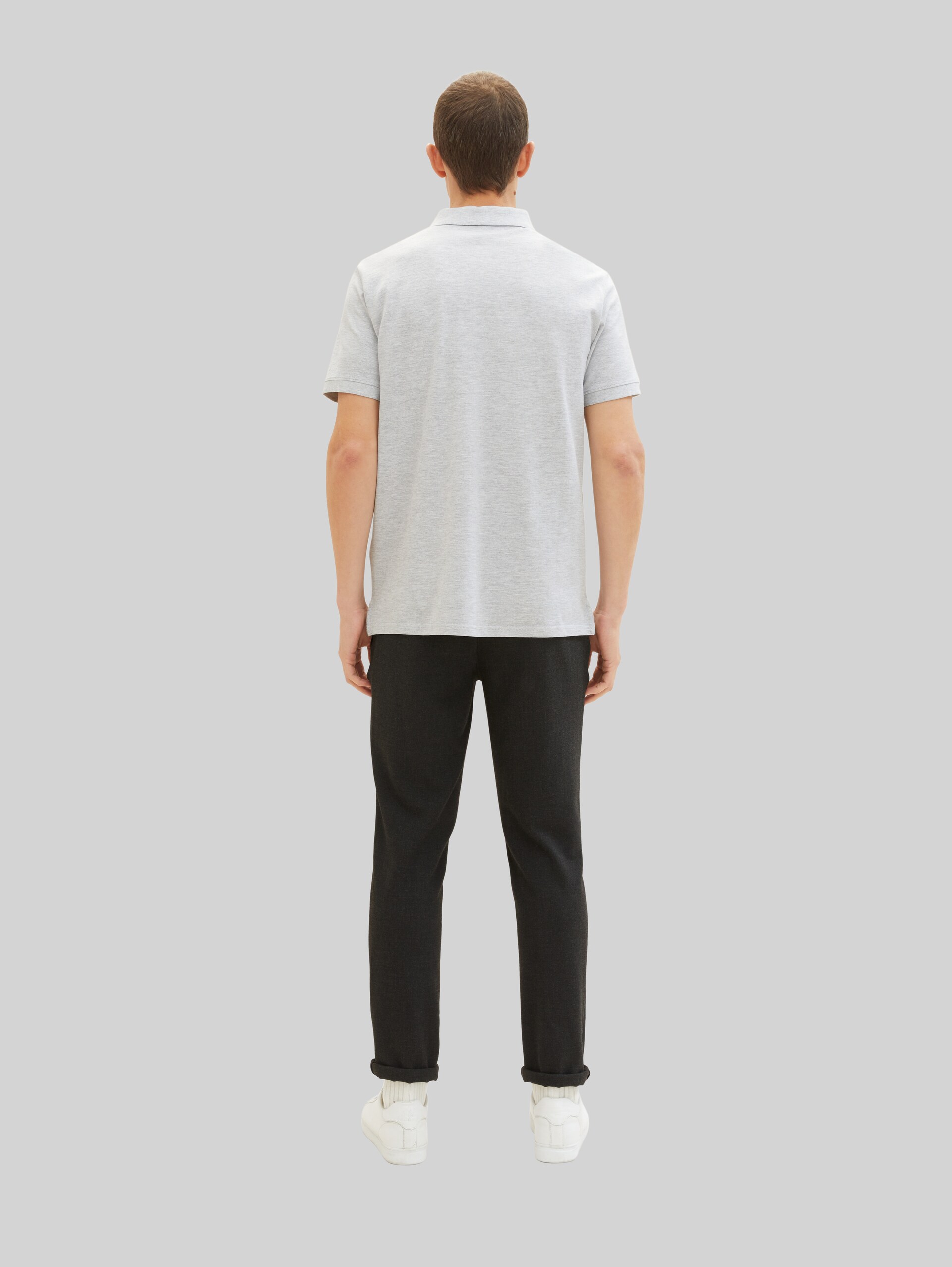 Piqué polo shirt with embroidered logo - Grey Heather Melange