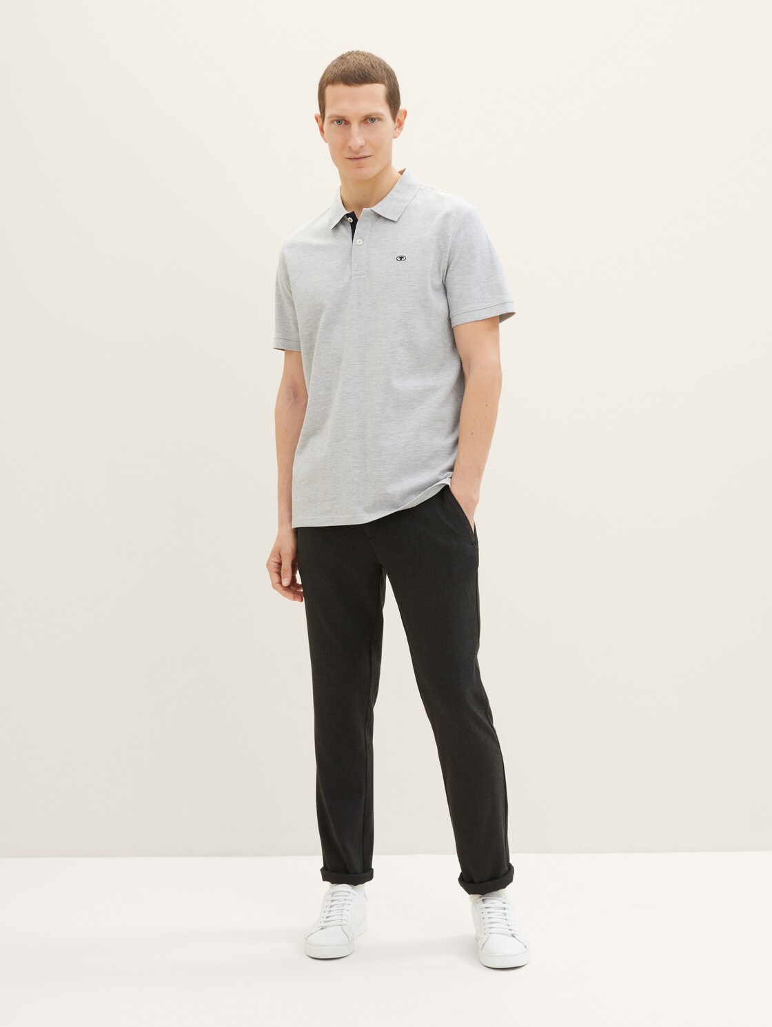 Piqué Poloshirt mit Logo-Stickerei - Grey Heather Melange