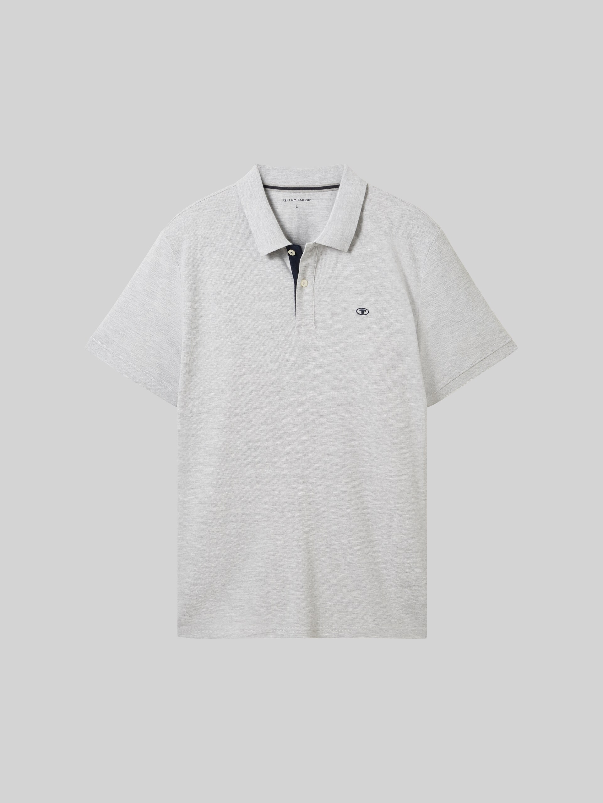 Piqué polo shirt with embroidered logo - Grey Heather Melange