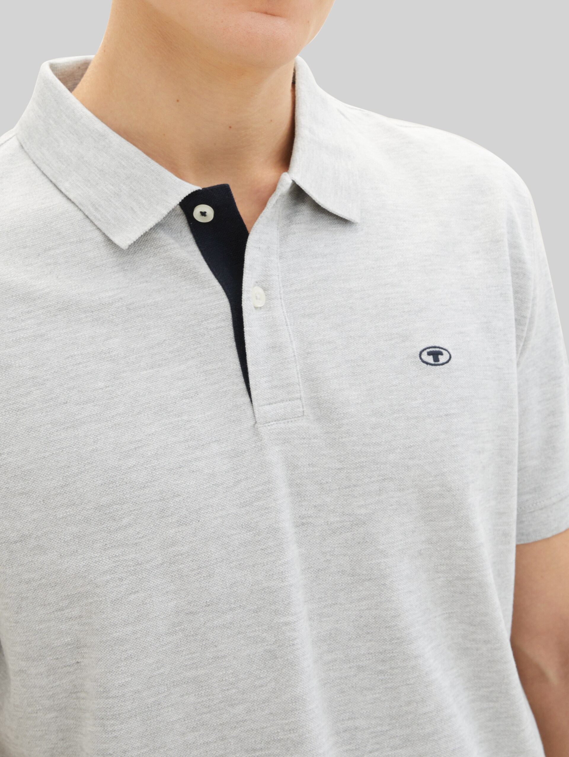 Piqué polo shirt with embroidered logo - Grey Heather Melange